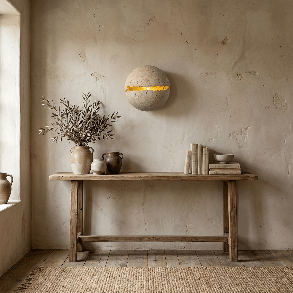 Cleft Travertine Globe Wall Sconce-Neutral Decor