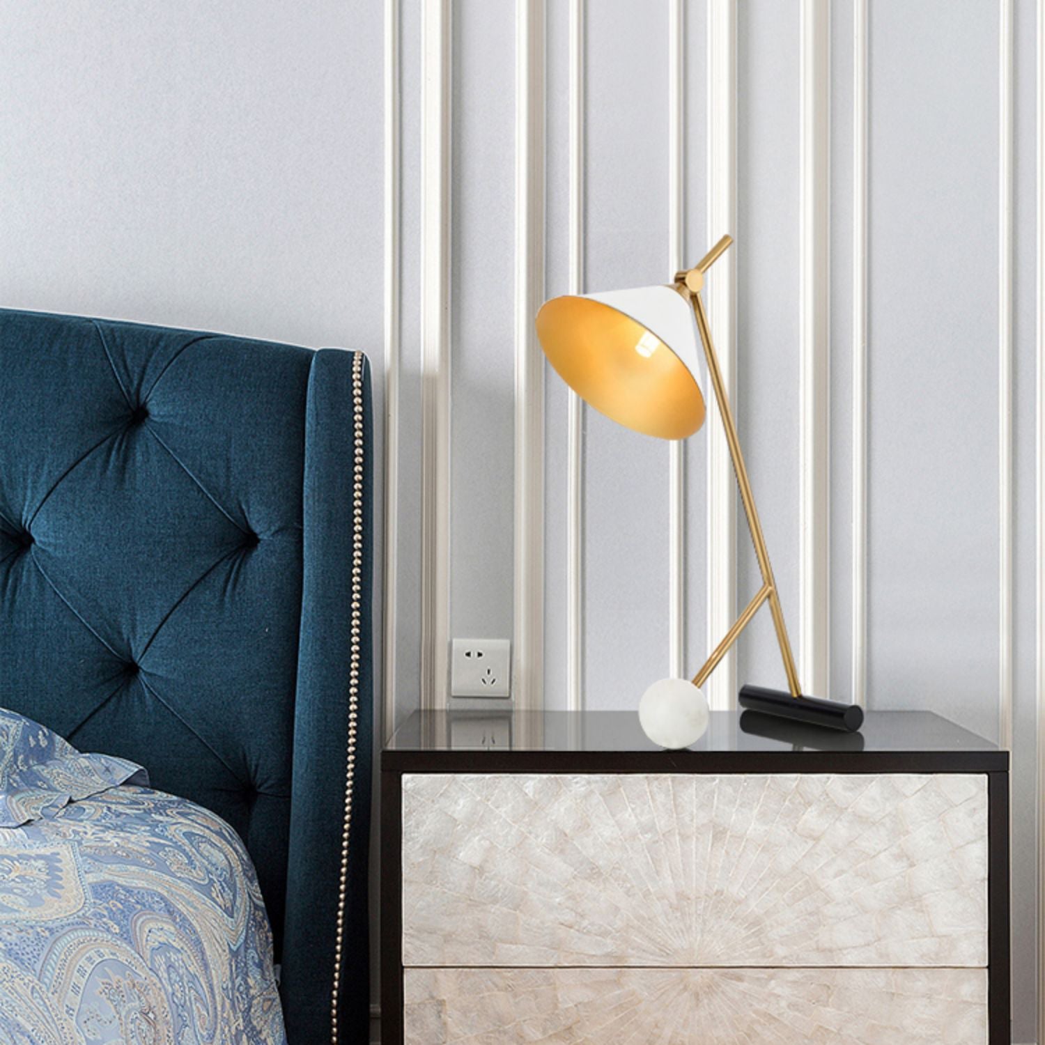 Avelo Marble Geometric Table Lamp-Neutral Decor