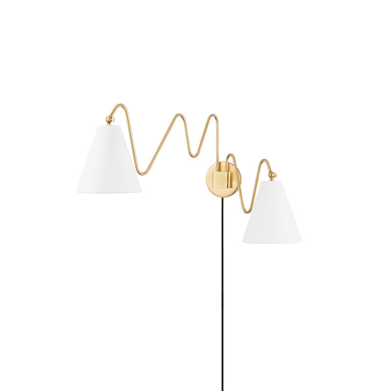 Size and dimensions diagram for the one-head Cleome wall lamp.