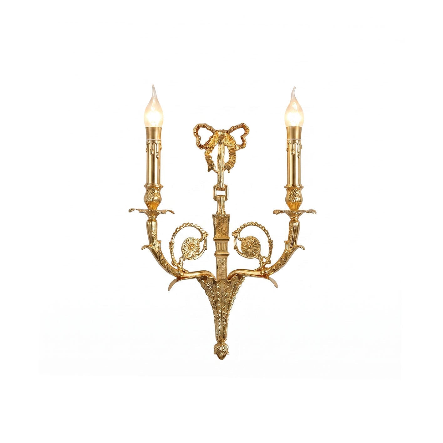 Front view of the Cleveland Brass Wall Sconce showcasing its intricate design.