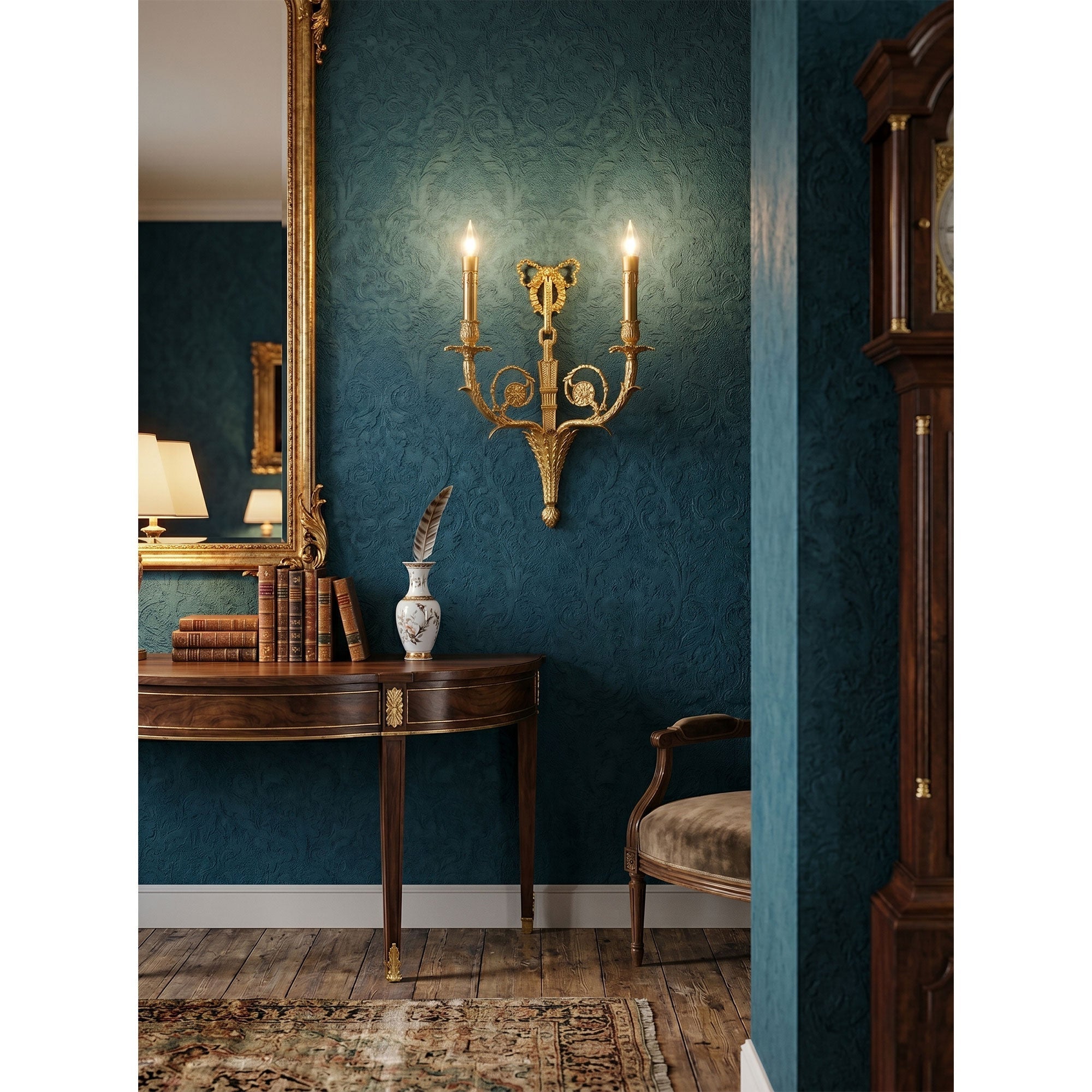 Dimensional diagram of the Cleveland Brass Wall Sconce with measurements.