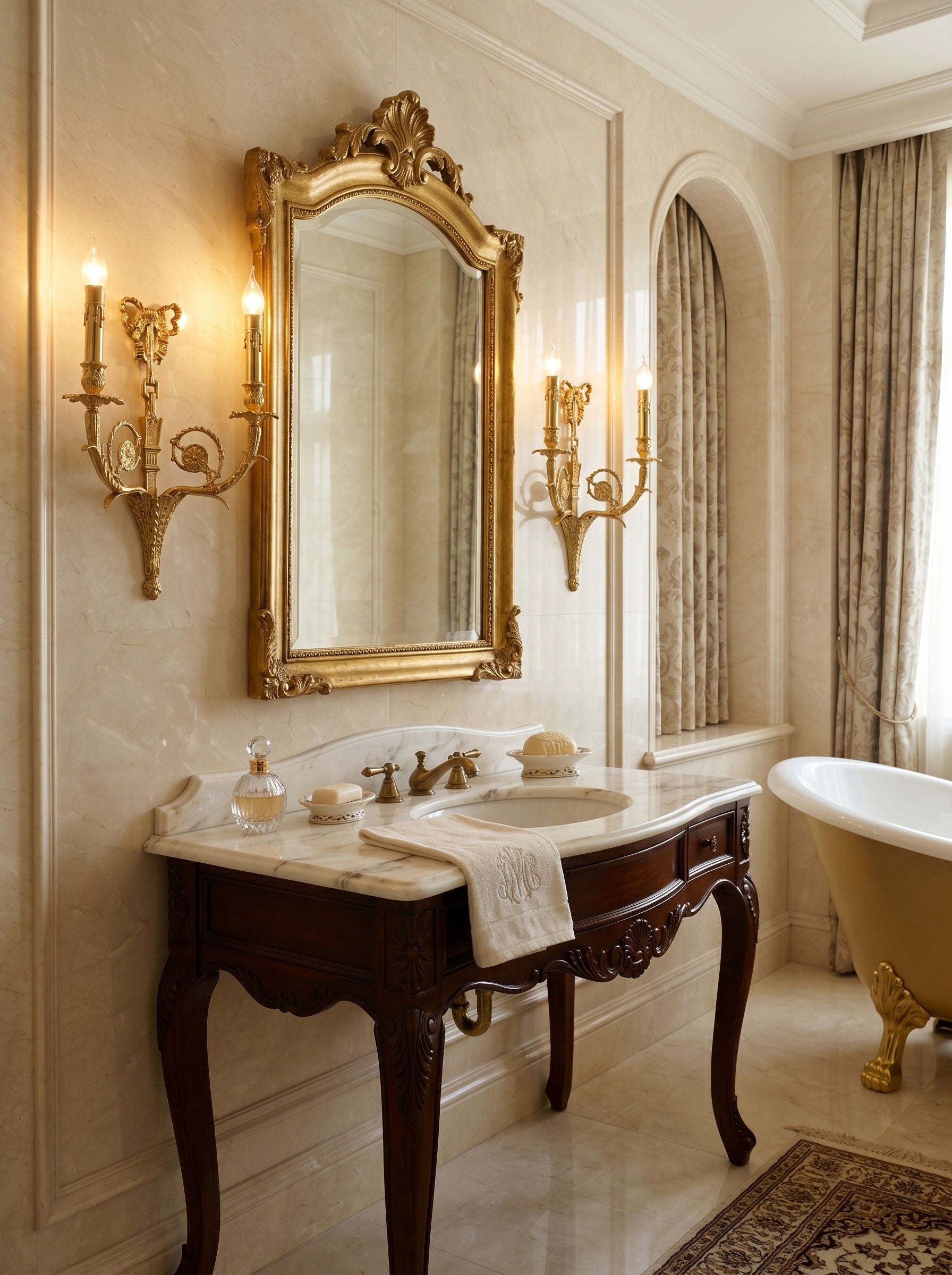 Angled view of the Cleveland Brass Wall Sconce highlighting the dual candelabra arms.