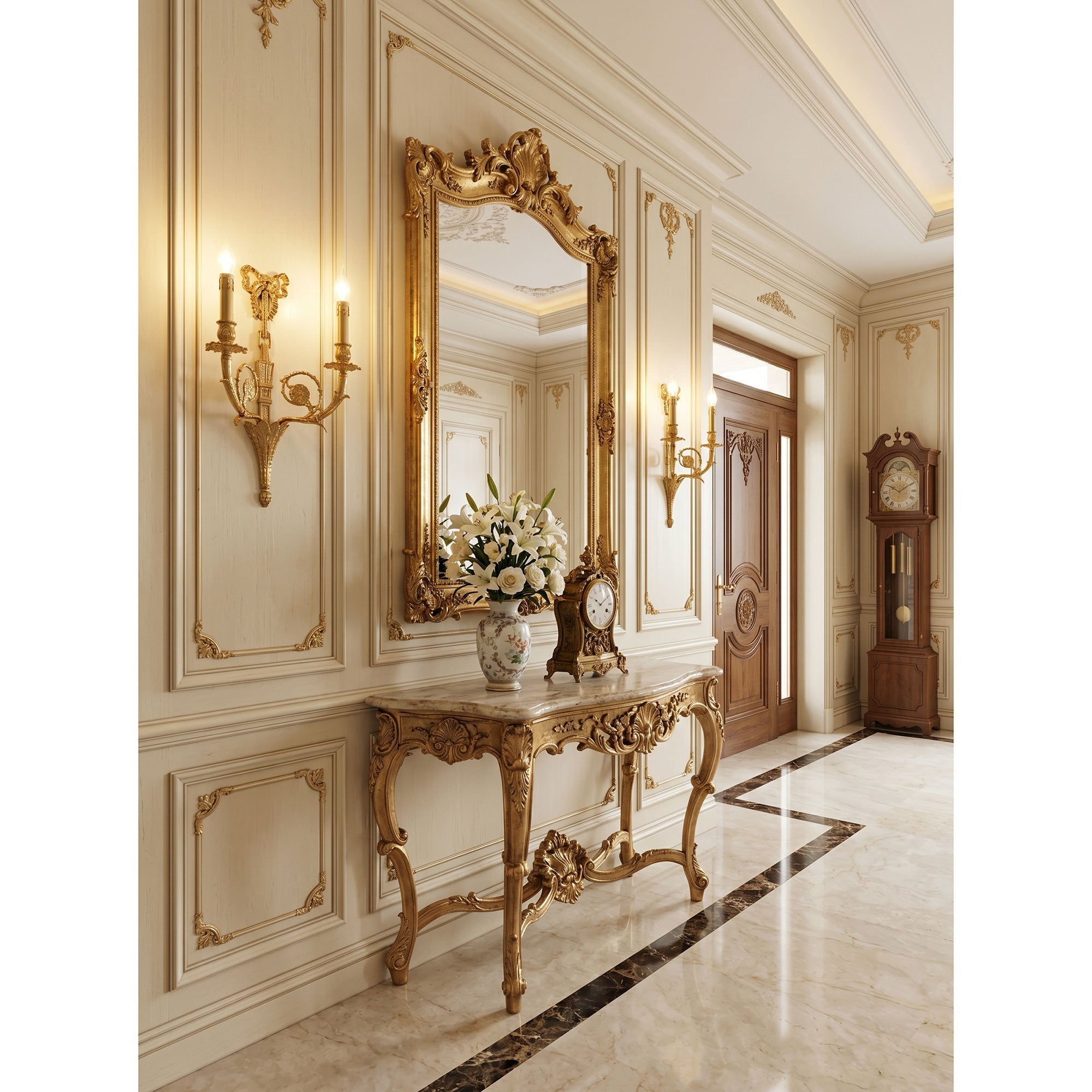 The Cleveland Brass Wall Sconce installed in a formal dining room.