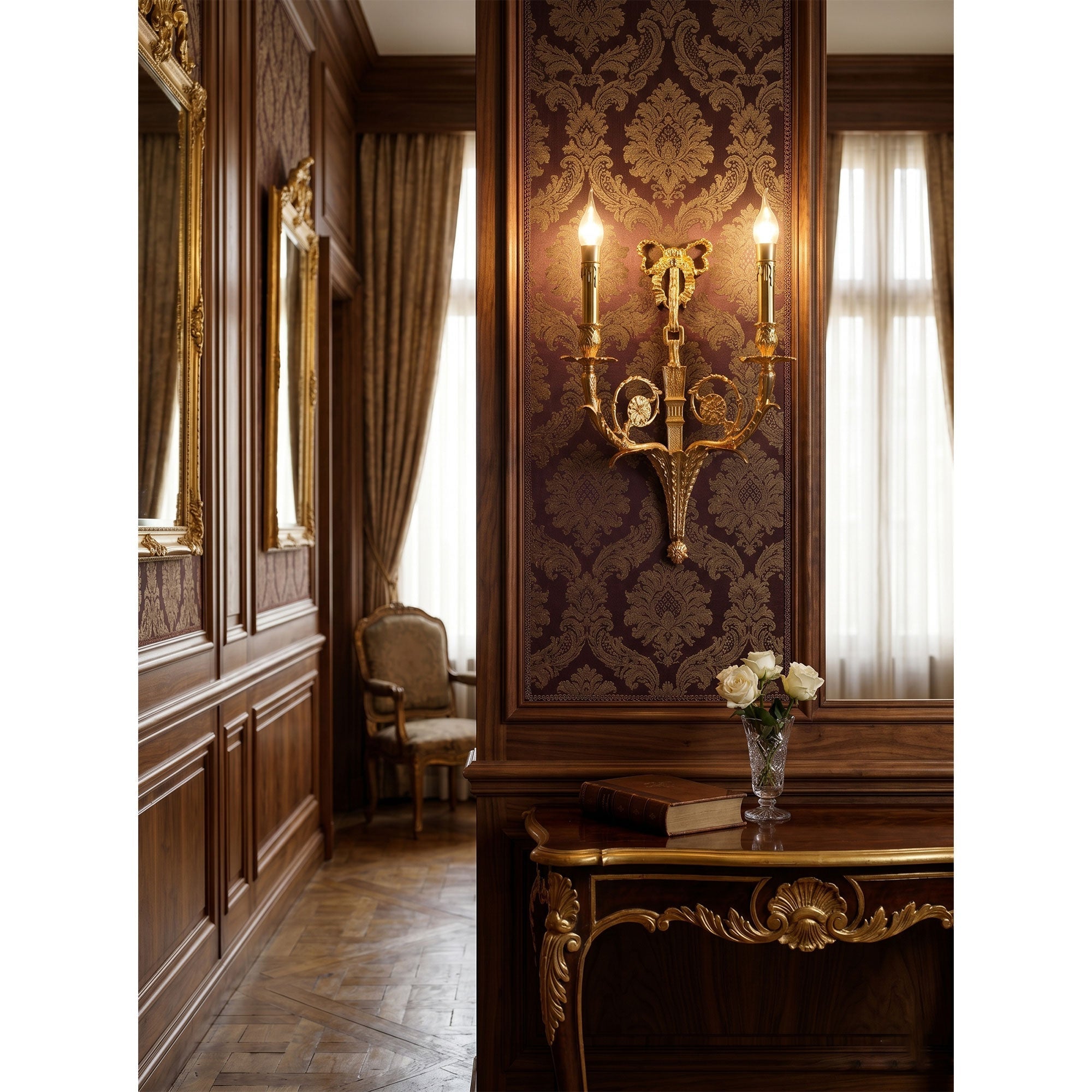 Side profile of the Cleveland Brass Wall Sconce against a dark wall.
