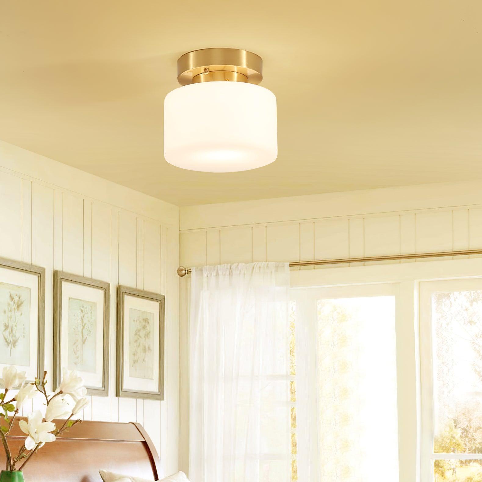 Elsilisra Nordic Art Brass Glass Flush Mount Ceiling Light-Neutral Decor