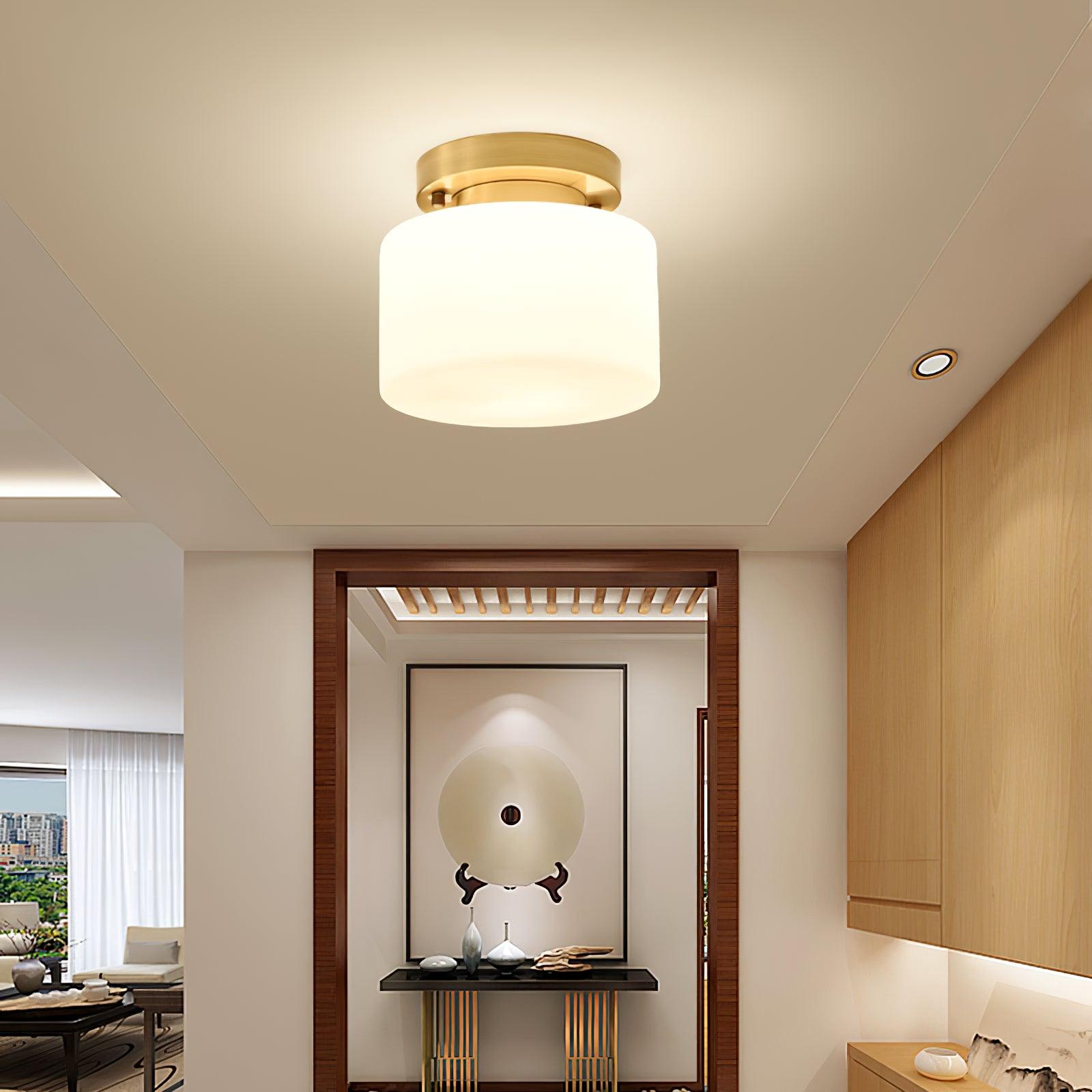 Elsilisra Nordic Art Brass Glass Flush Mount Ceiling Light-Neutral Decor