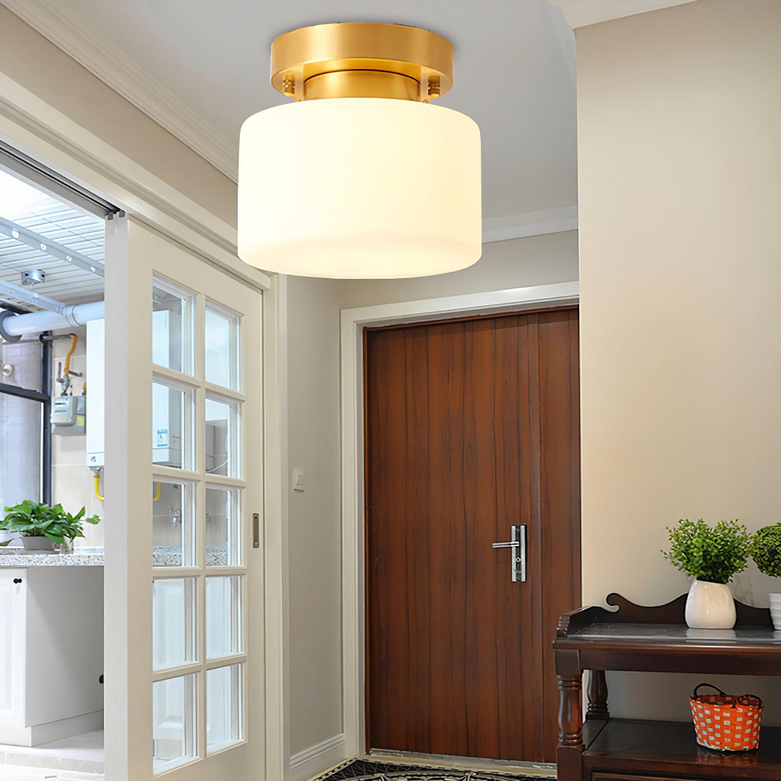 Elsilisra Nordic Art Brass Glass Flush Mount Ceiling Light-Neutral Decor
