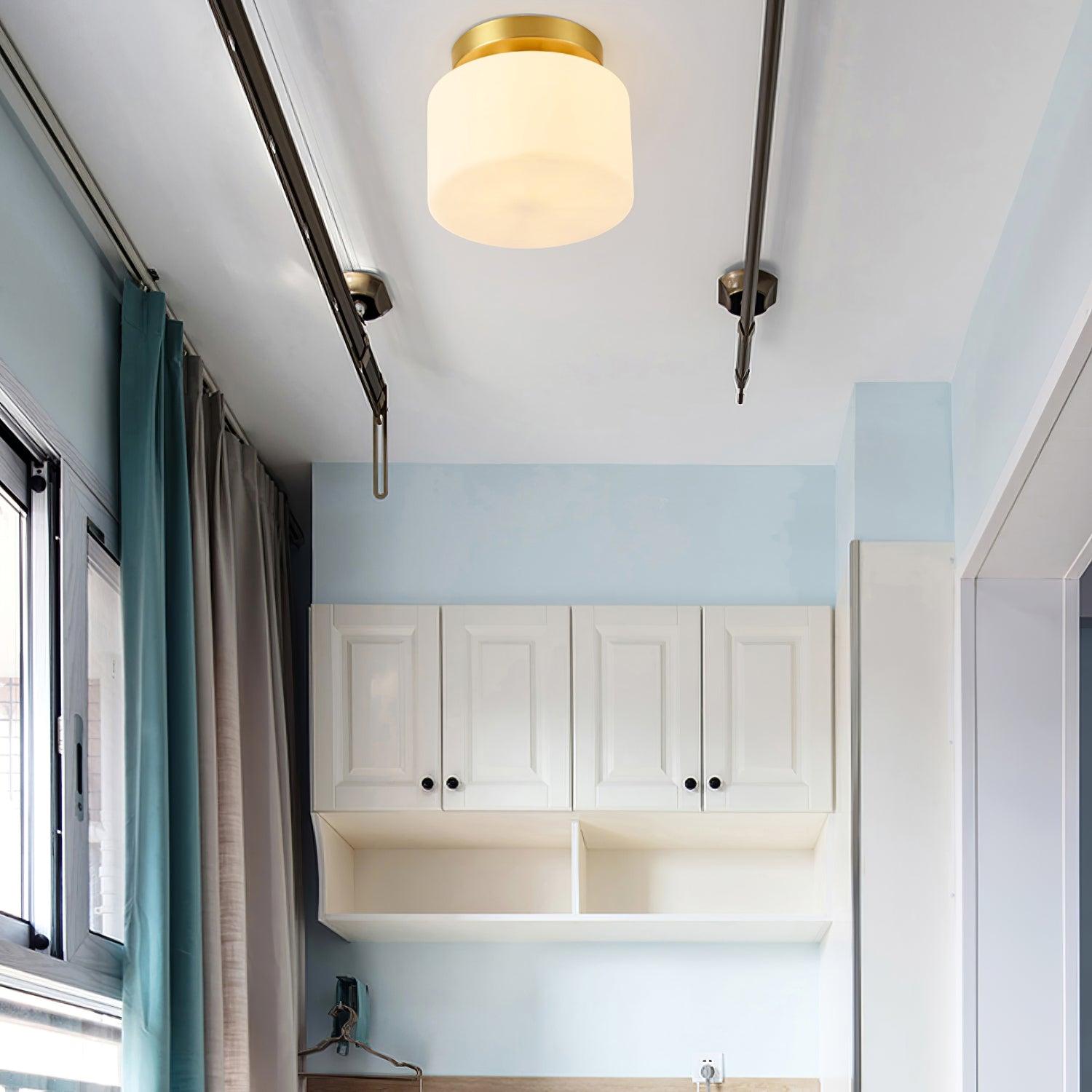 Elsilisra Nordic Art Brass Glass Flush Mount Ceiling Light-Neutral Decor