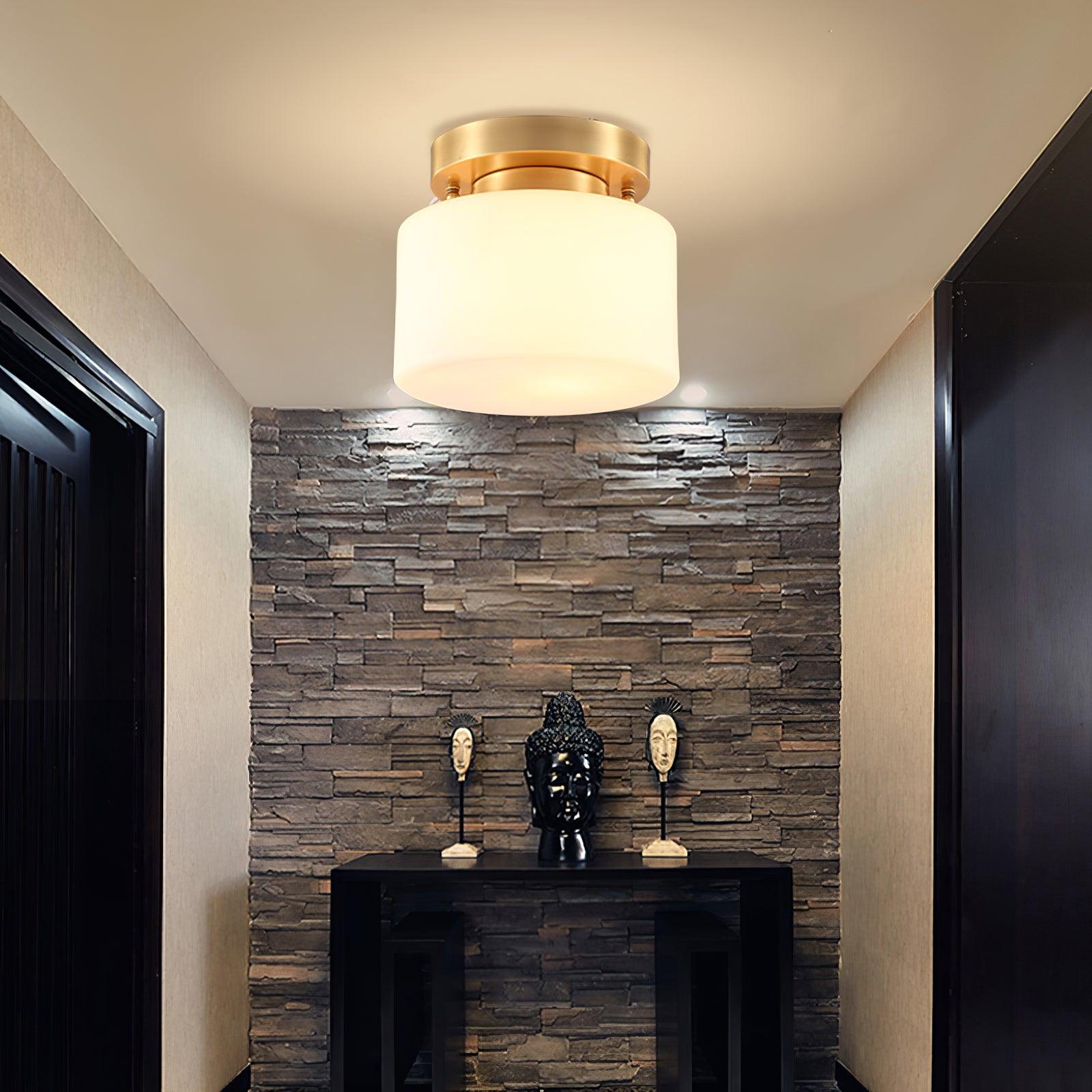 Elsilisra Nordic Art Brass Glass Flush Mount Ceiling Light-Neutral Decor