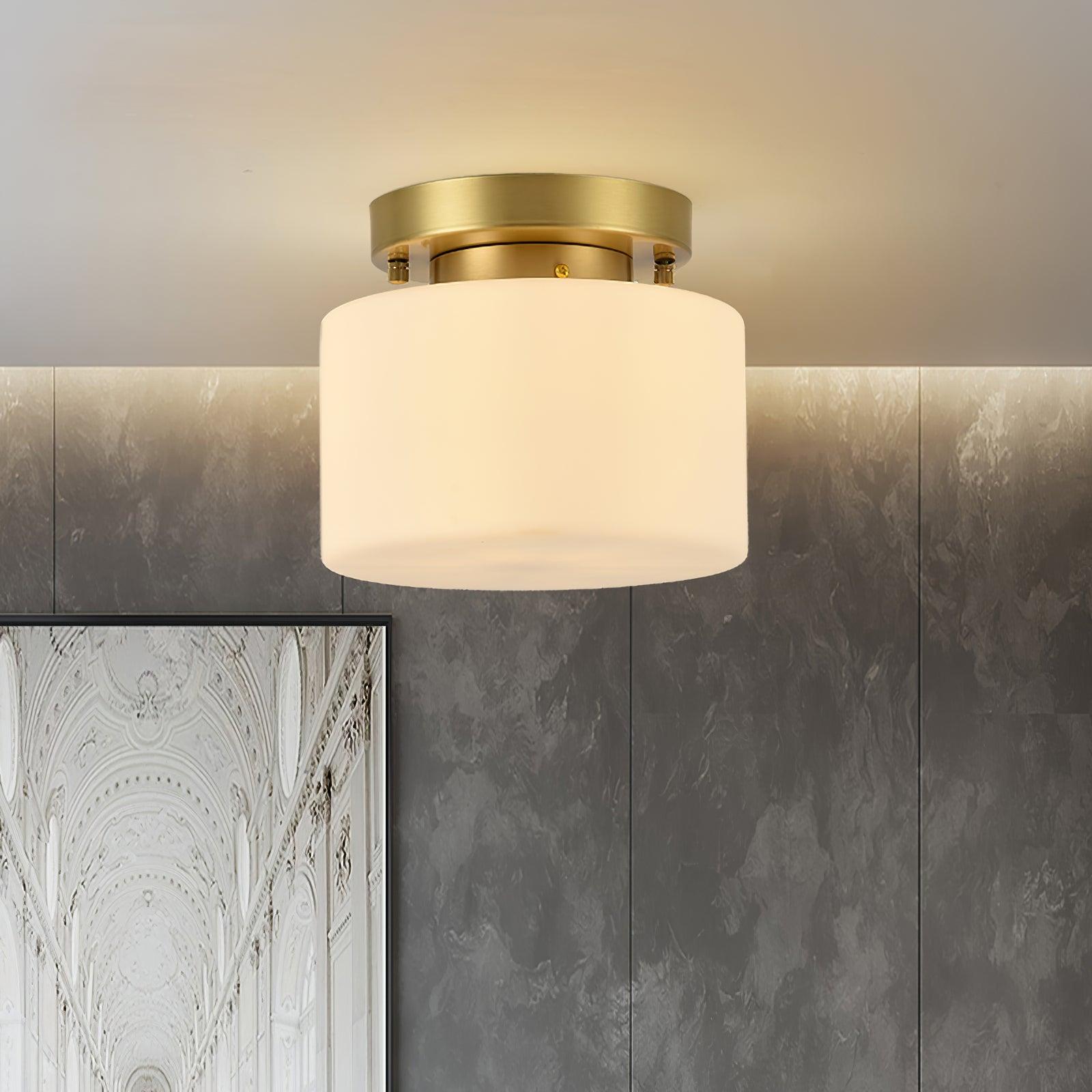Elsilisra Nordic Art Brass Glass Flush Mount Ceiling Light-Neutral Decor