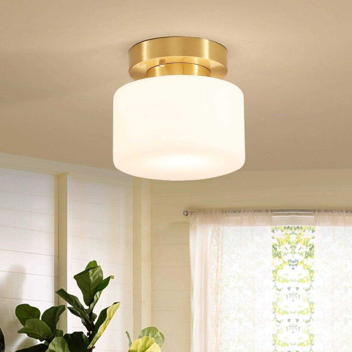 Elsilisra Nordic Art Brass Glass Flush Mount Ceiling Light-Neutral Decor