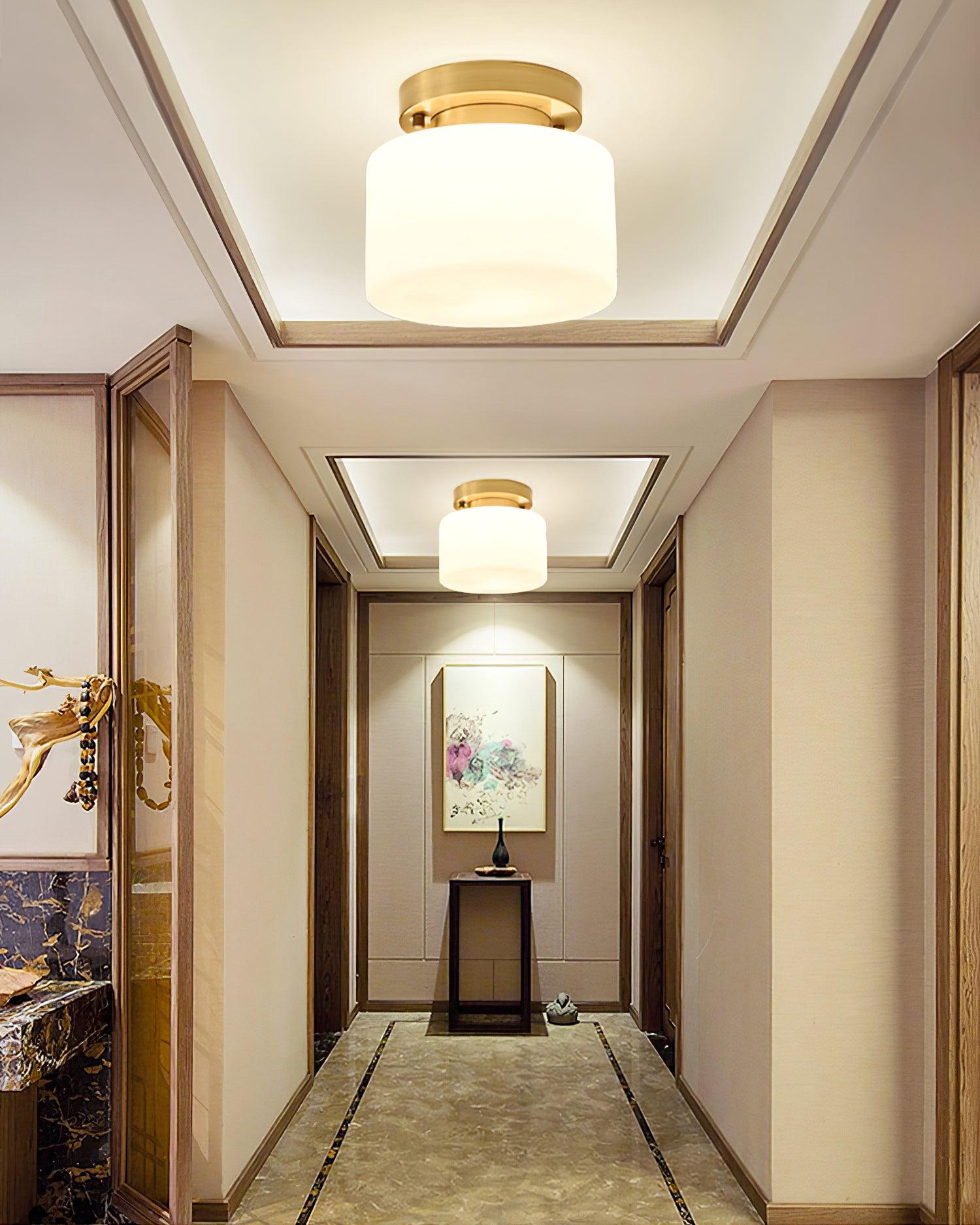 Elsilisra Nordic Art Brass Glass Flush Mount Ceiling Light-Neutral Decor