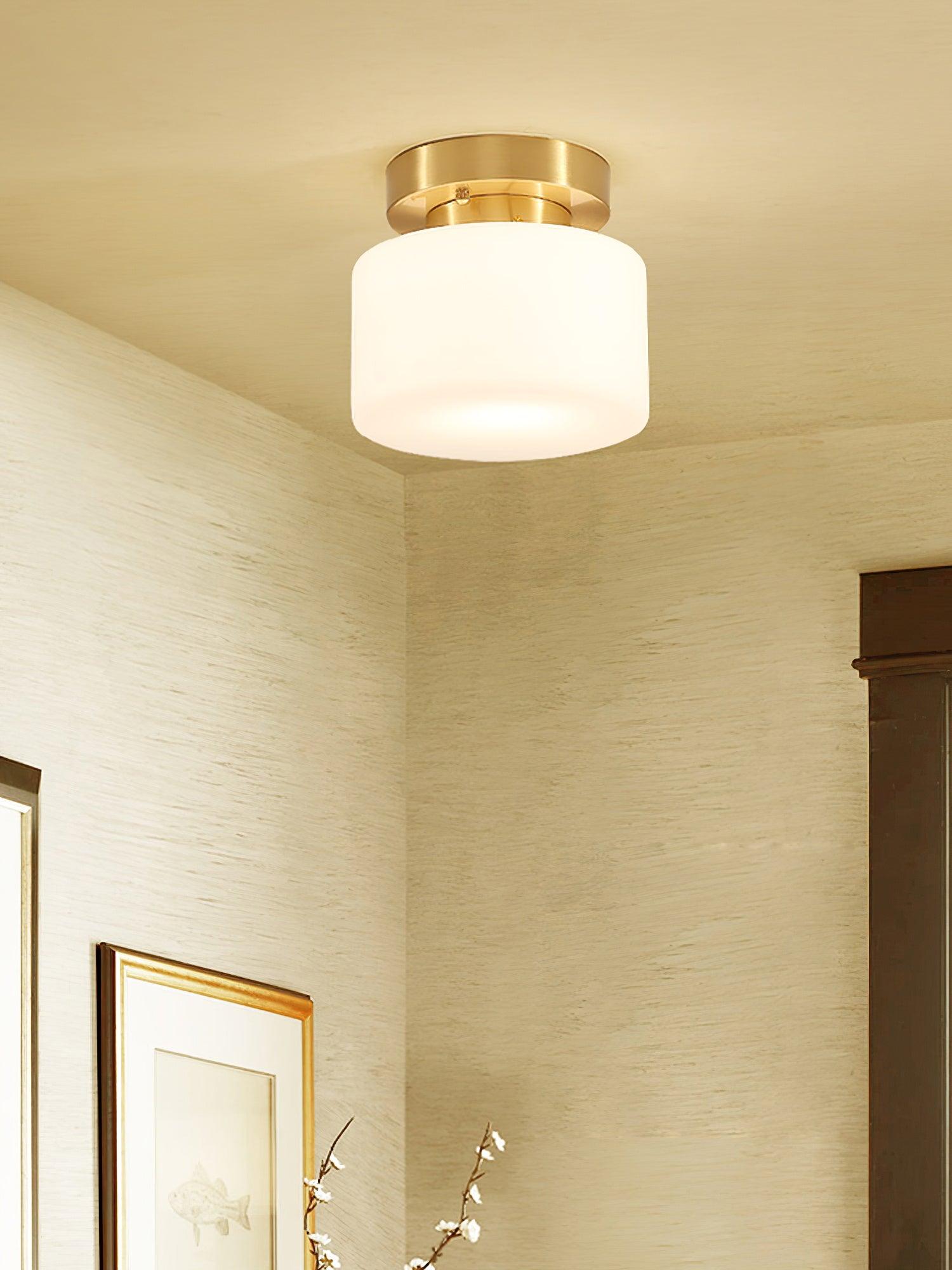 Elsilisra Nordic Art Brass Glass Flush Mount Ceiling Light-Neutral Decor