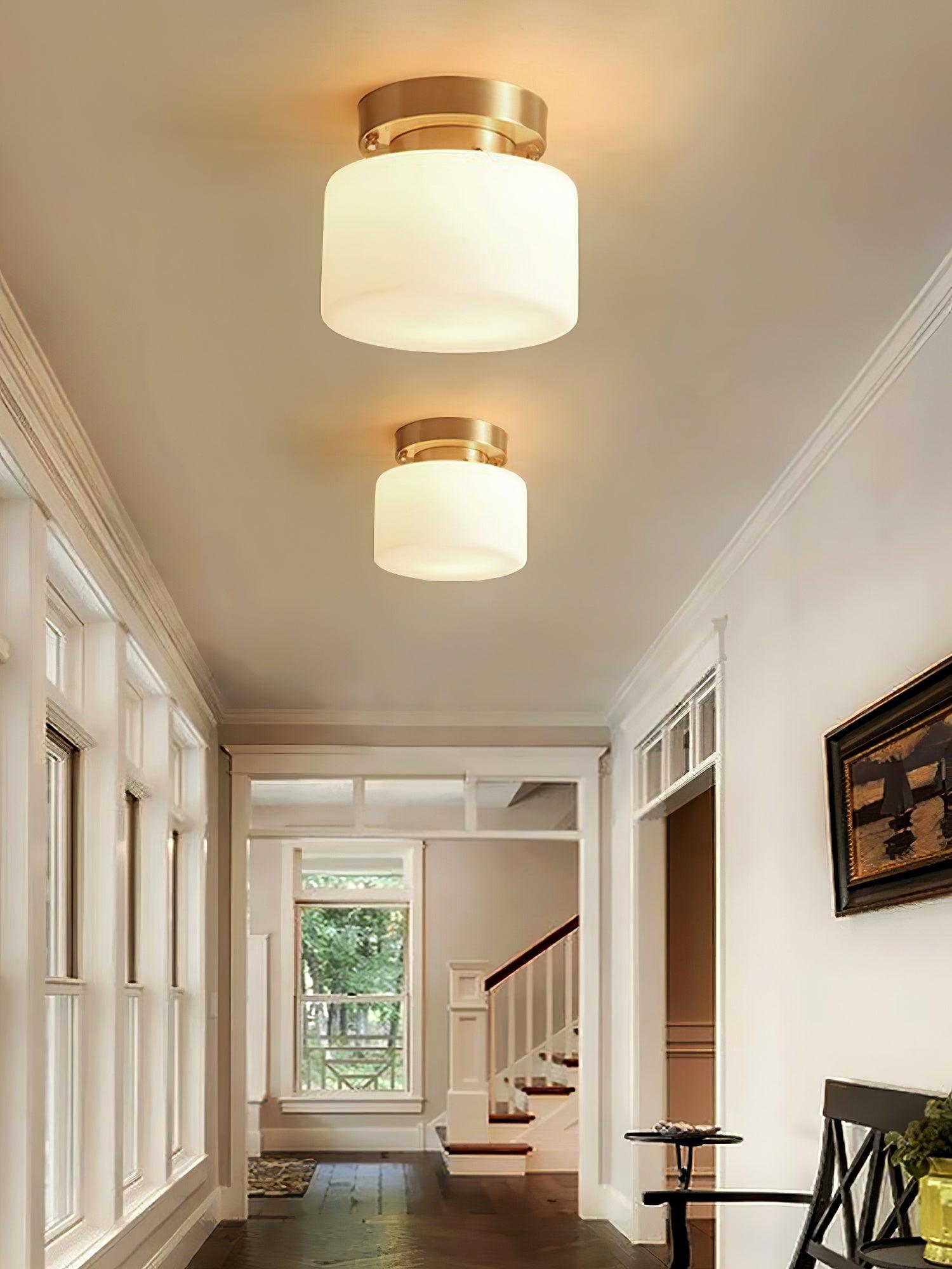 Elsilisra Nordic Art Brass Glass Flush Mount Ceiling Light-Neutral Decor