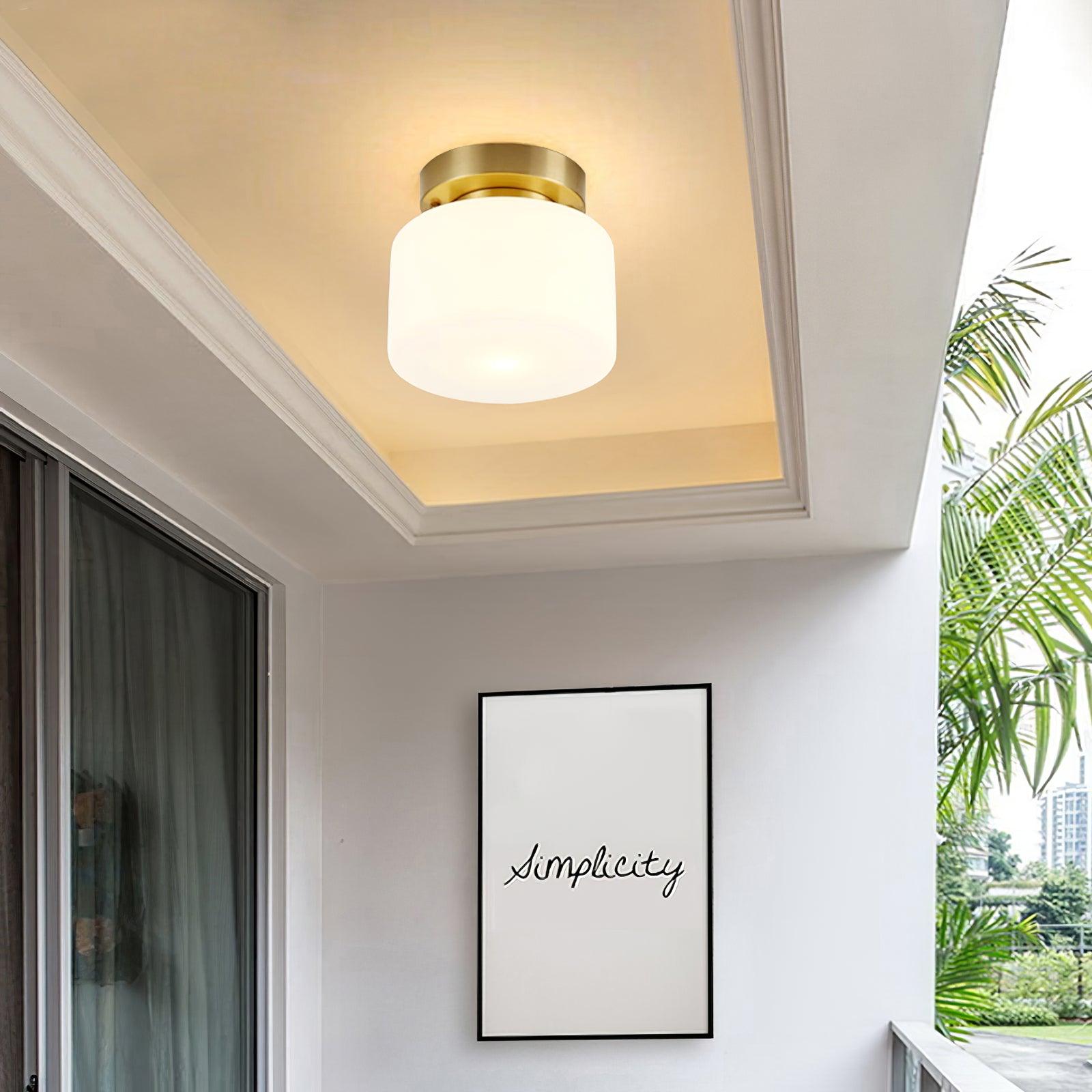 Elsilisra Nordic Art Brass Glass Flush Mount Ceiling Light-Neutral Decor