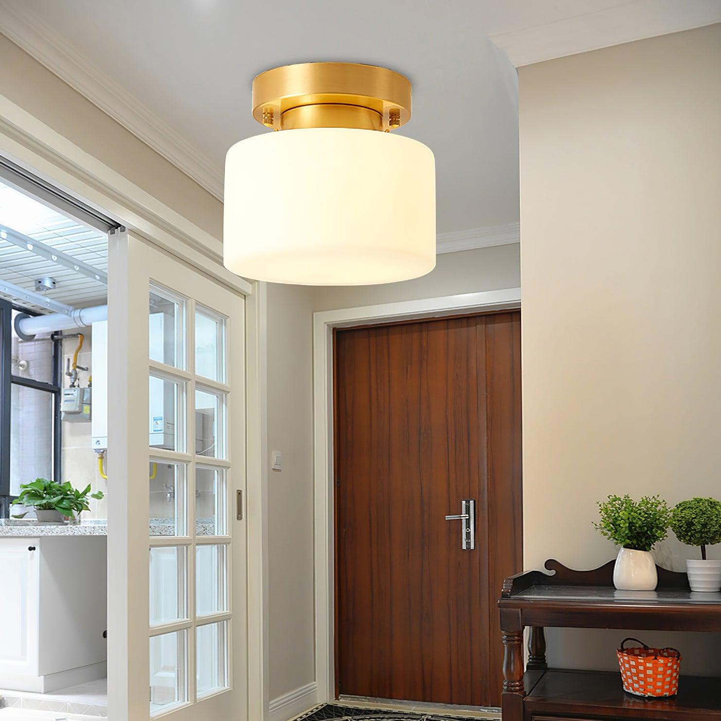 Elsilisra Nordic Art Brass Glass Flush Mount Ceiling Light-Neutral Decor