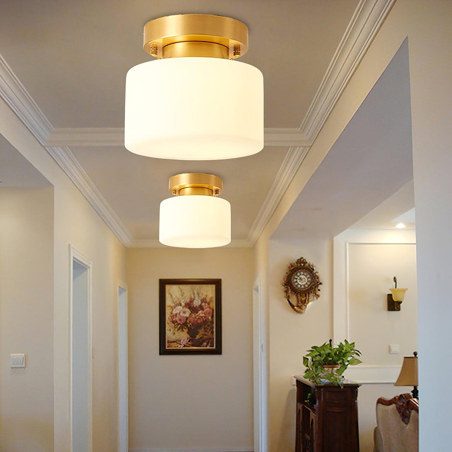 Elsilisra Nordic Art Brass Glass Flush Mount Ceiling Light-Neutral Decor