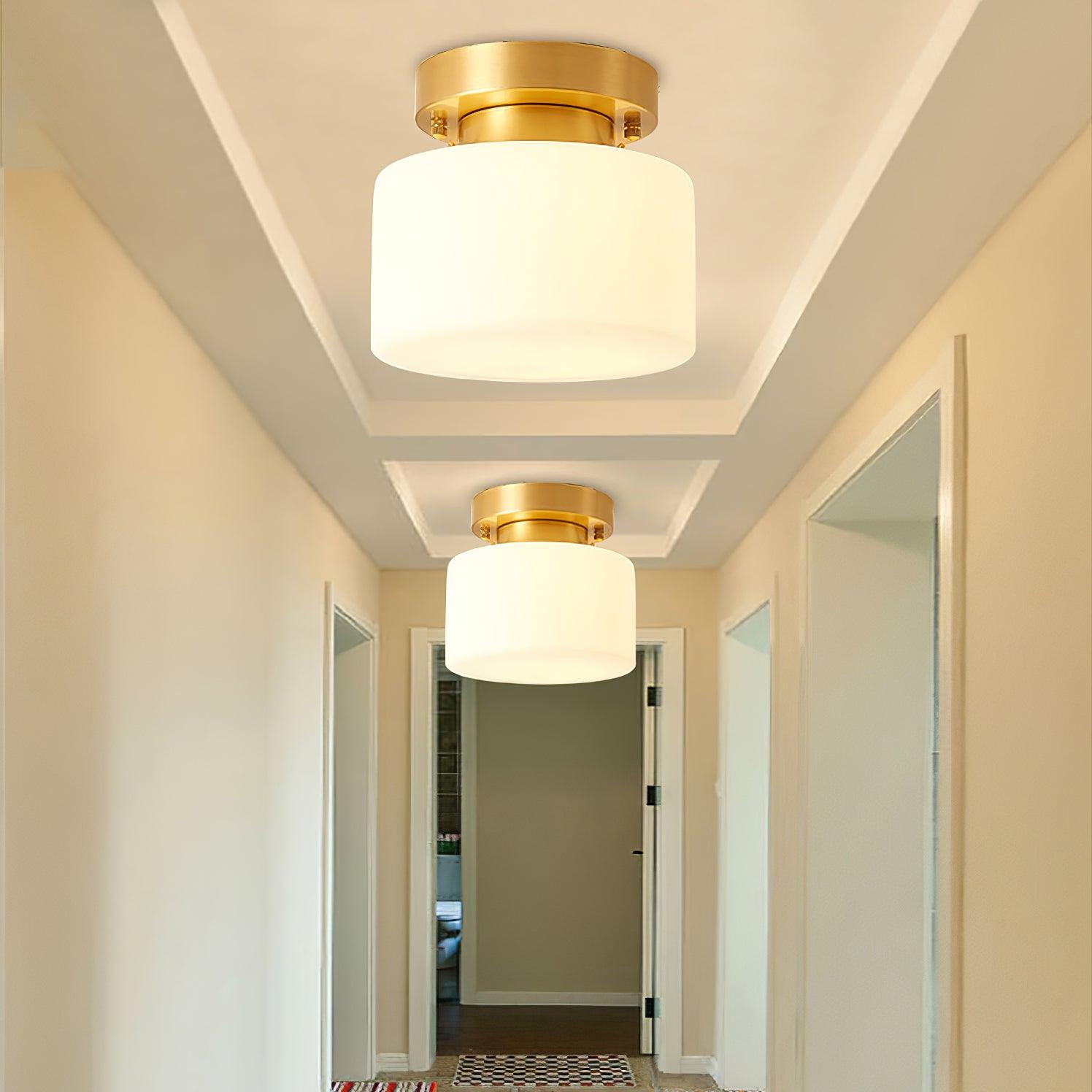 Elsilisra Nordic Art Brass Glass Flush Mount Ceiling Light-Neutral Decor
