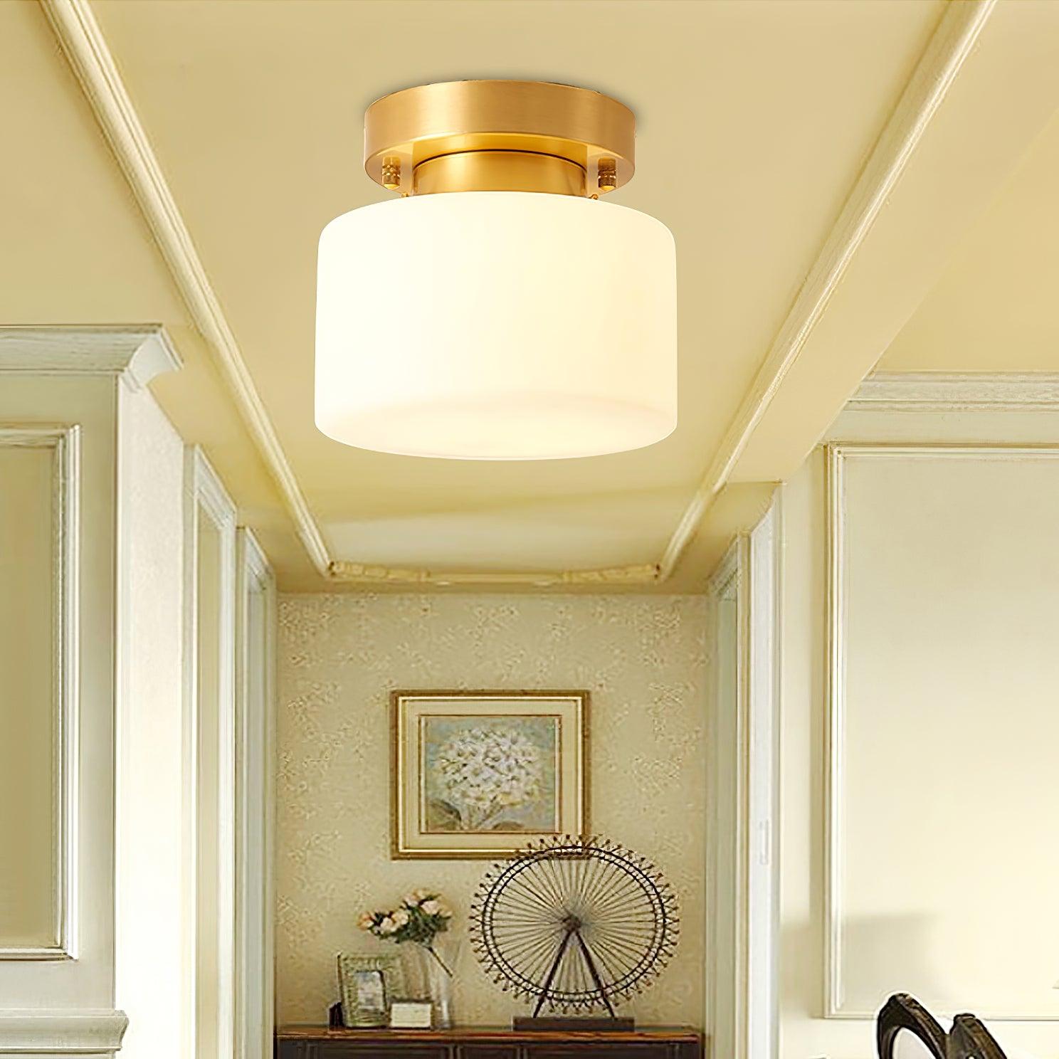 Elsilisra Nordic Art Brass Glass Flush Mount Ceiling Light-Neutral Decor