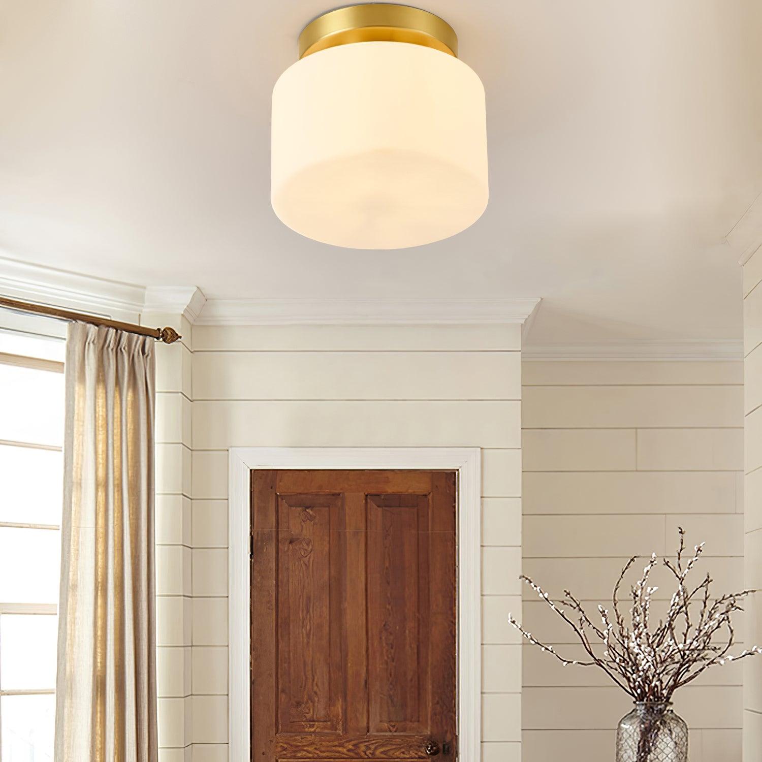 Elsilisra Nordic Art Brass Glass Flush Mount Ceiling Light-Neutral Decor