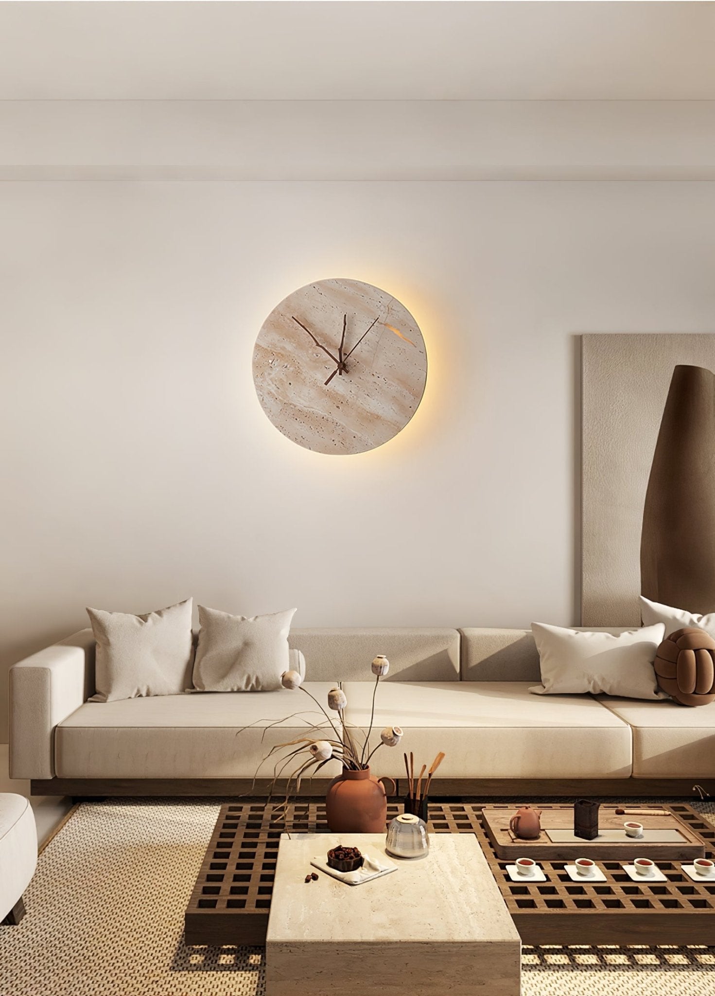 Lyra Minimalist Travertine Wall Light-Neutral Decor