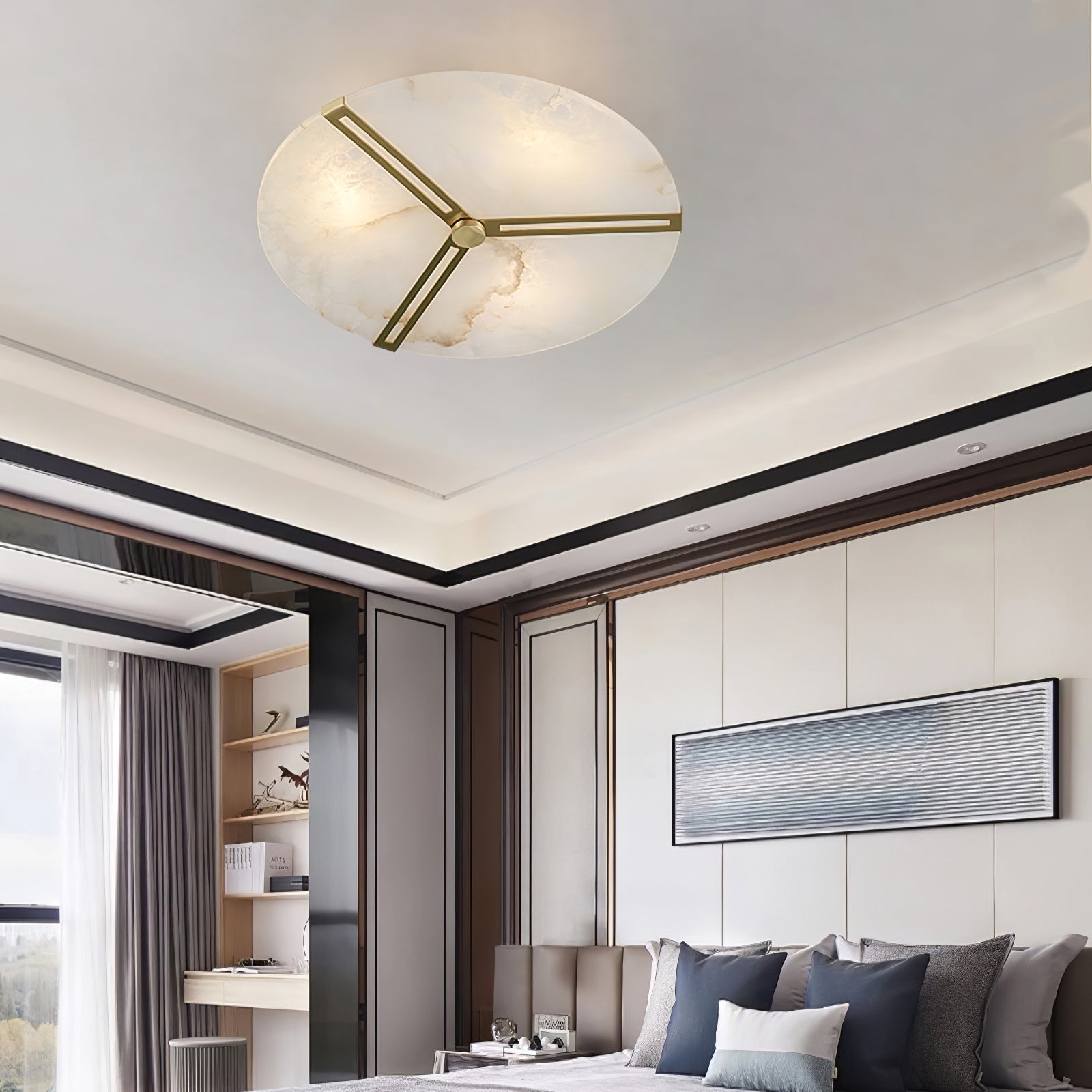 Aveline Alabaster Flush Mount Ceiling Light-Neutral Decor