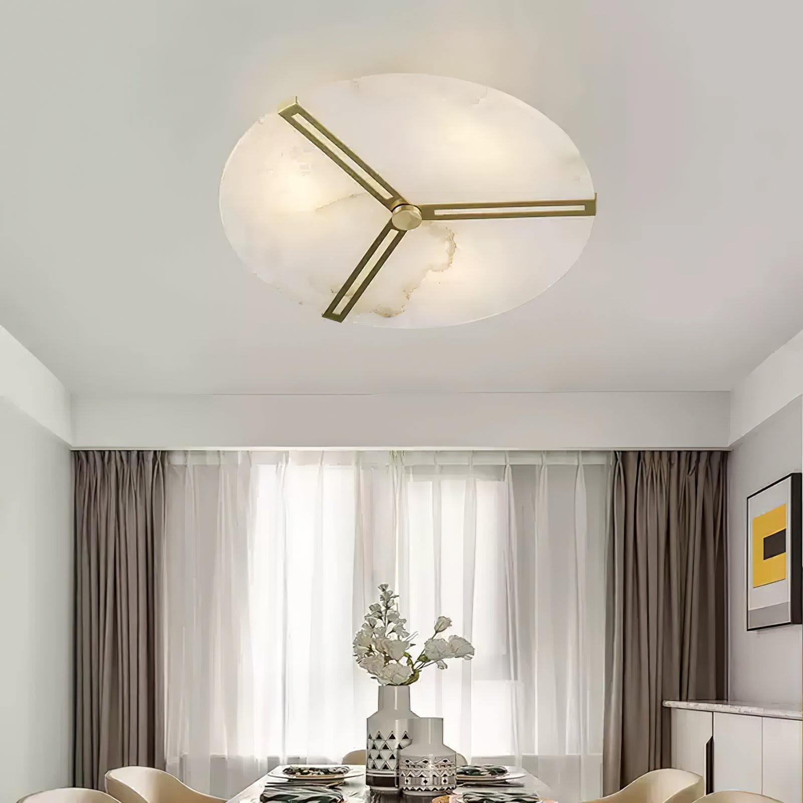 Aveline Alabaster Flush Mount Ceiling Light-Neutral Decor