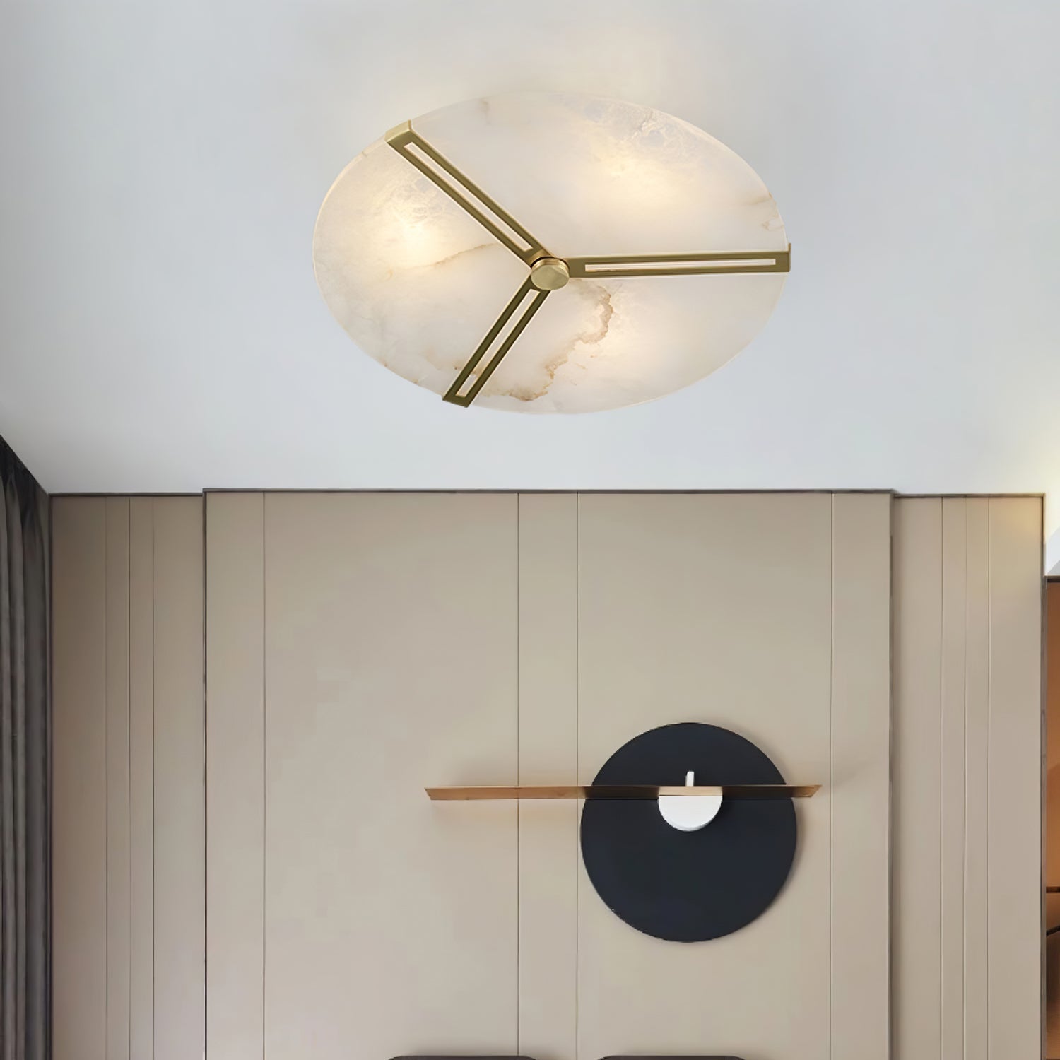 Aveline Alabaster Flush Mount Ceiling Light-Neutral Decor