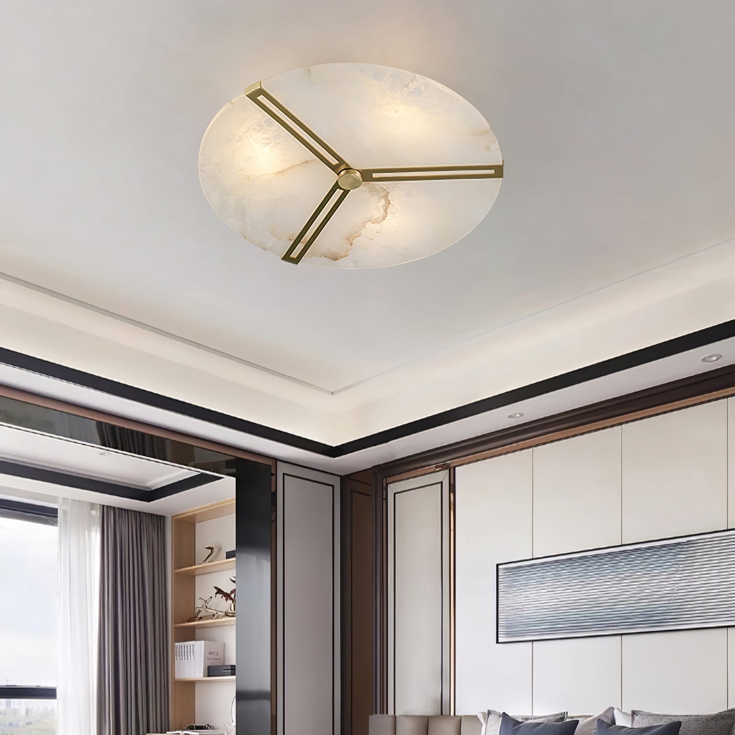 Aveline Alabaster Flush Mount Ceiling Light-Neutral Decor