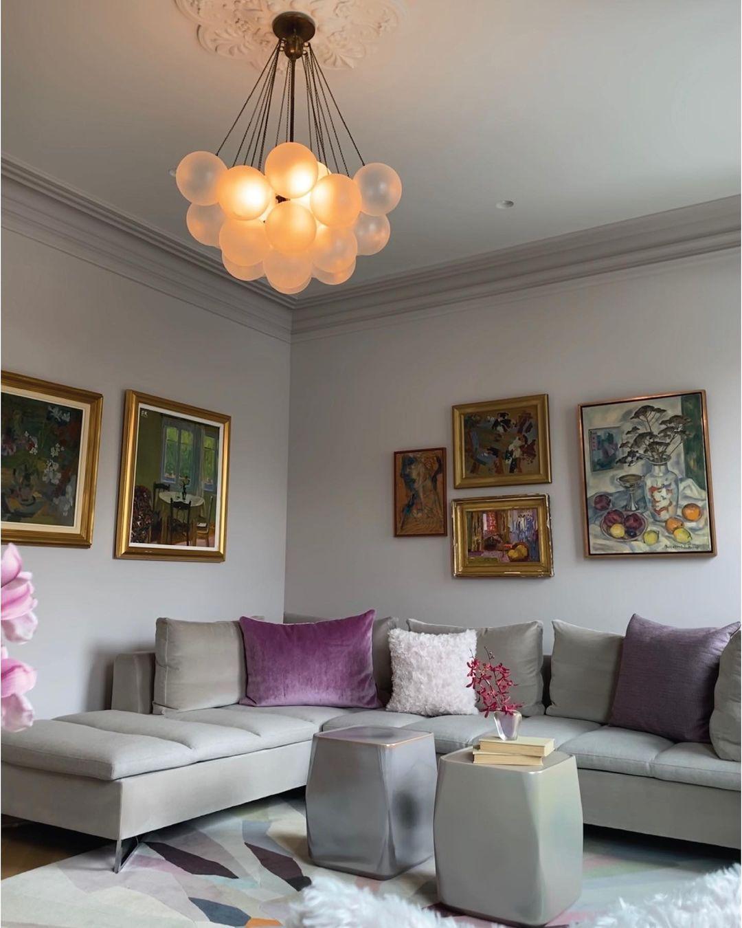 Lustra Chandelier Bubble Frosted Glass-Neutral Decor