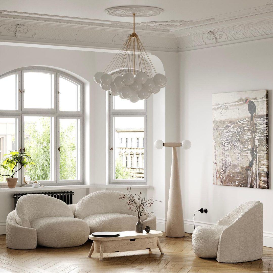 Lustra Chandelier Bubble Frosted Glass-Neutral Decor