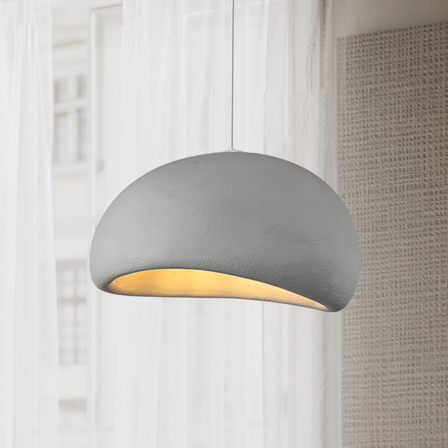 Ecor Pendant Lamp Plaster Half Dome Plug In Wabi Sabi-Neutral Decor