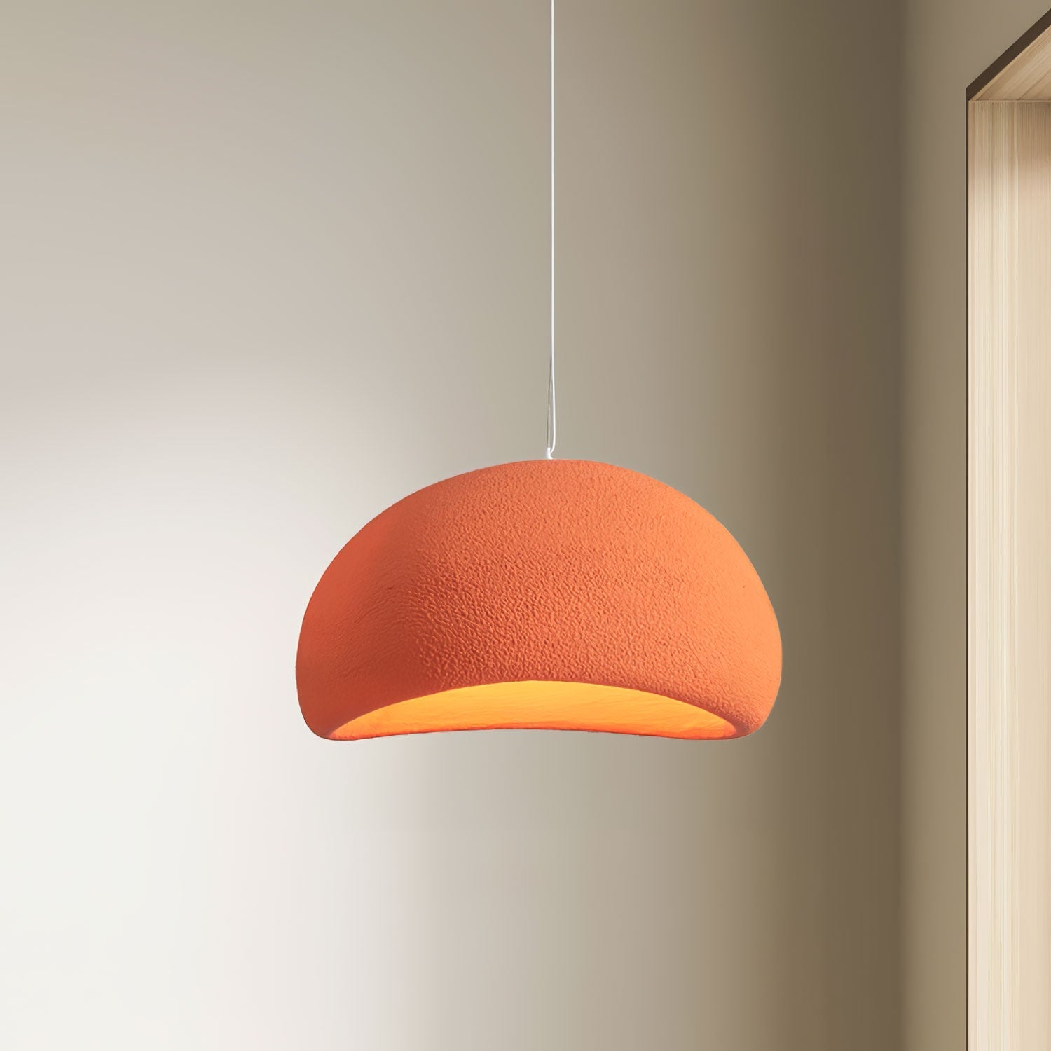 Ecor Pendant Lamp Plaster Half Dome Plug In Wabi Sabi-Neutral Decor