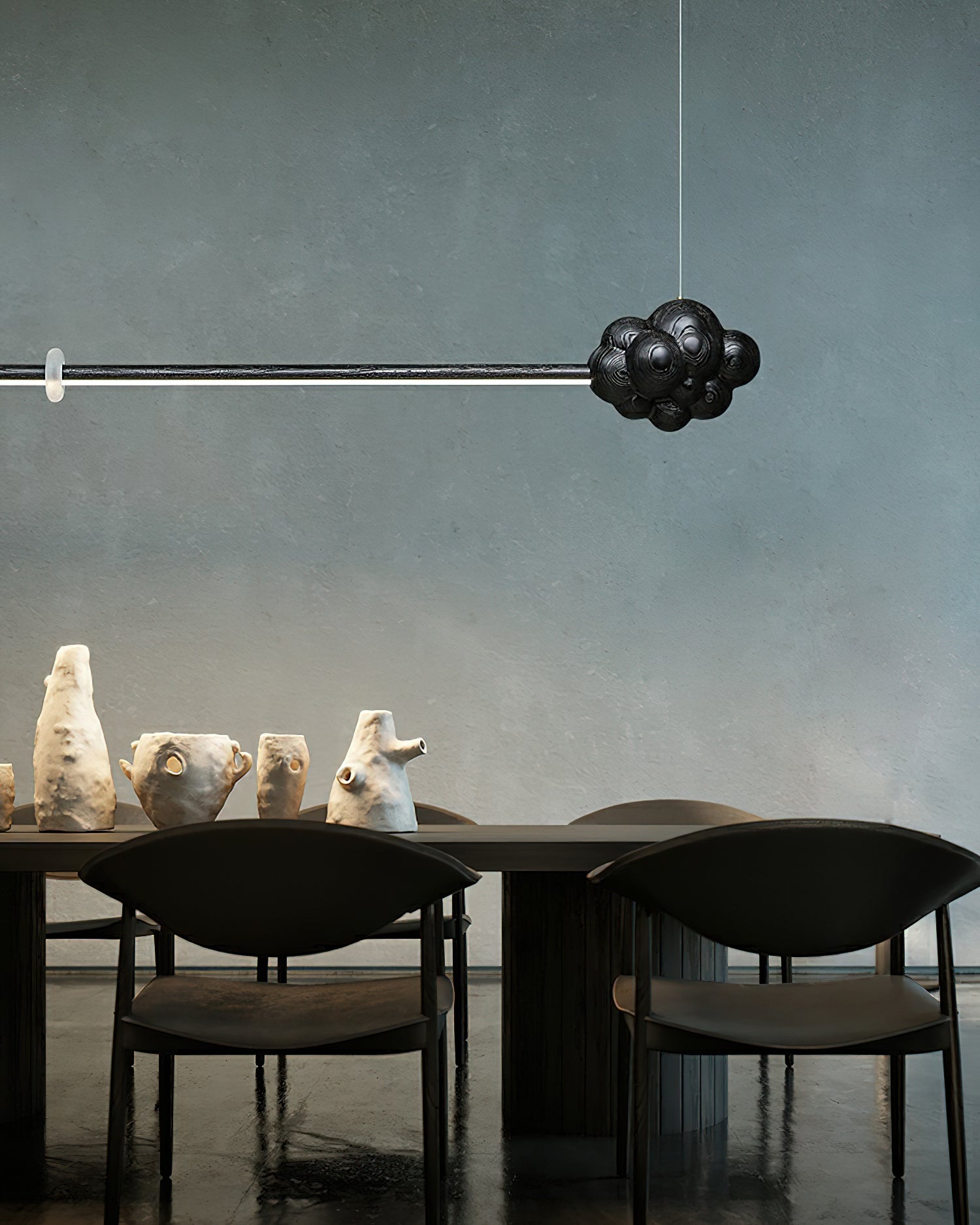 Lustra Pendant Lamp Wood Stick Cloud Minimalist-Neutral Decor