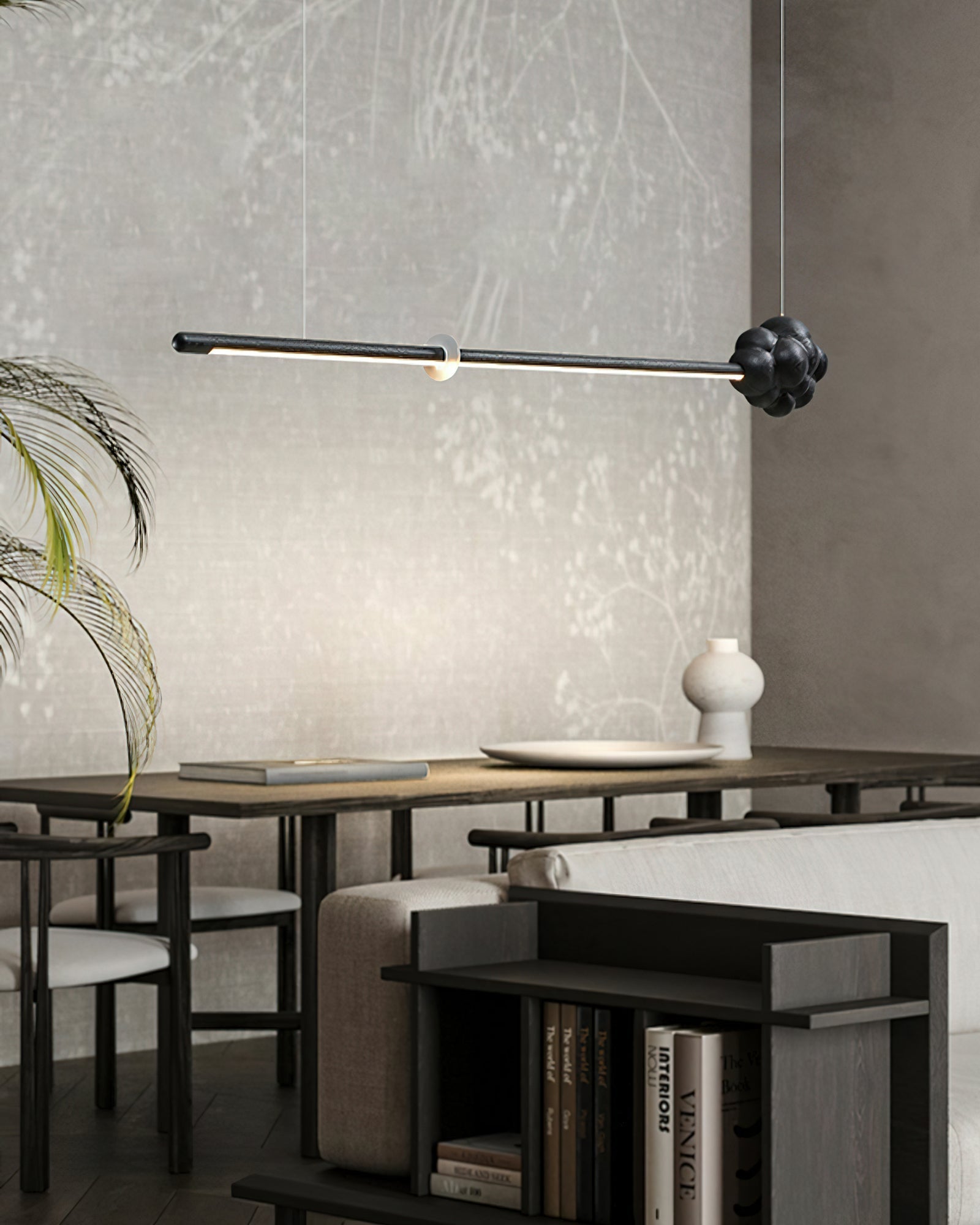 Lustra Pendant Lamp Wood Stick Cloud Minimalist-Neutral Decor
