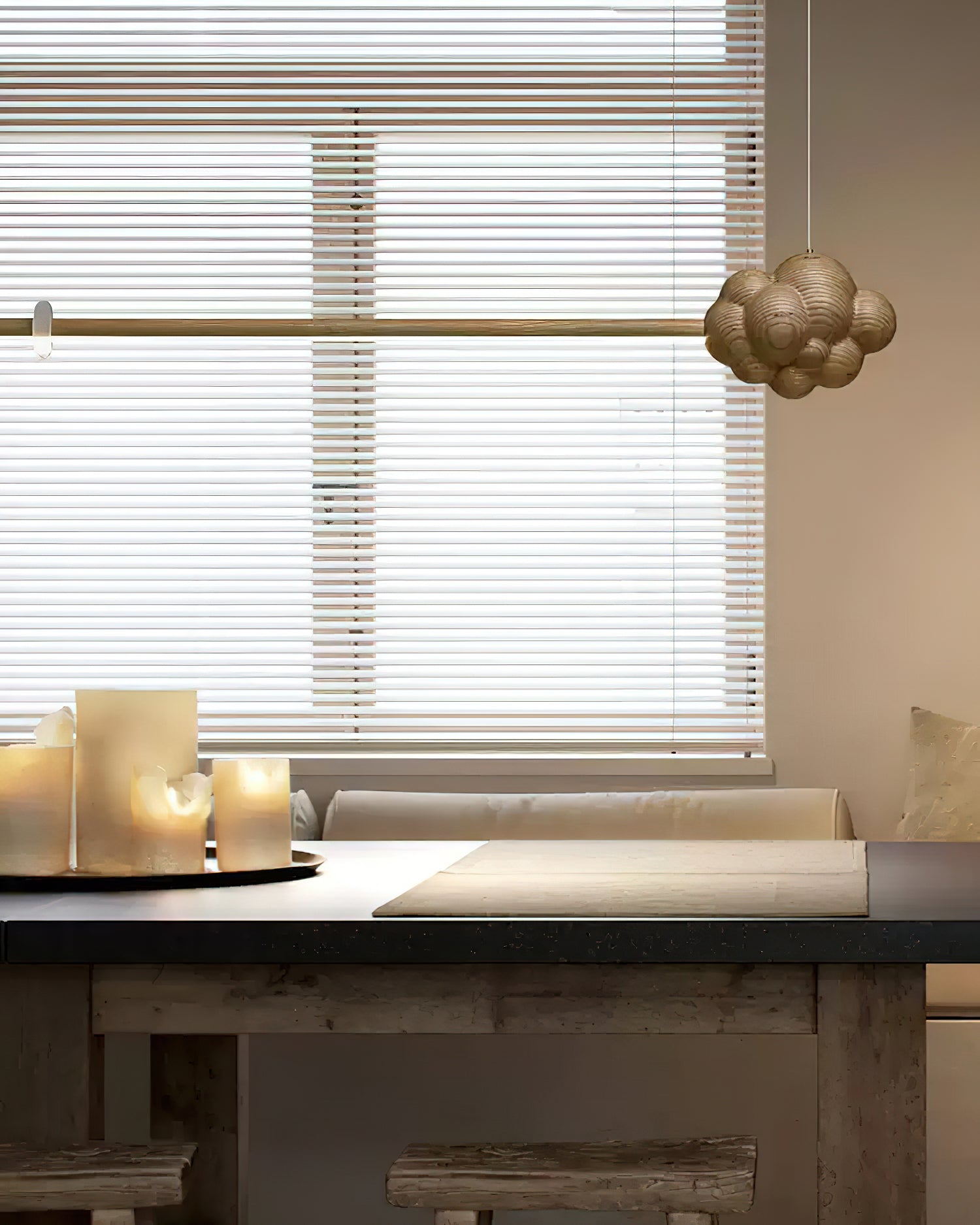 Lustra Pendant Lamp Wood Stick Cloud Minimalist-Neutral Decor