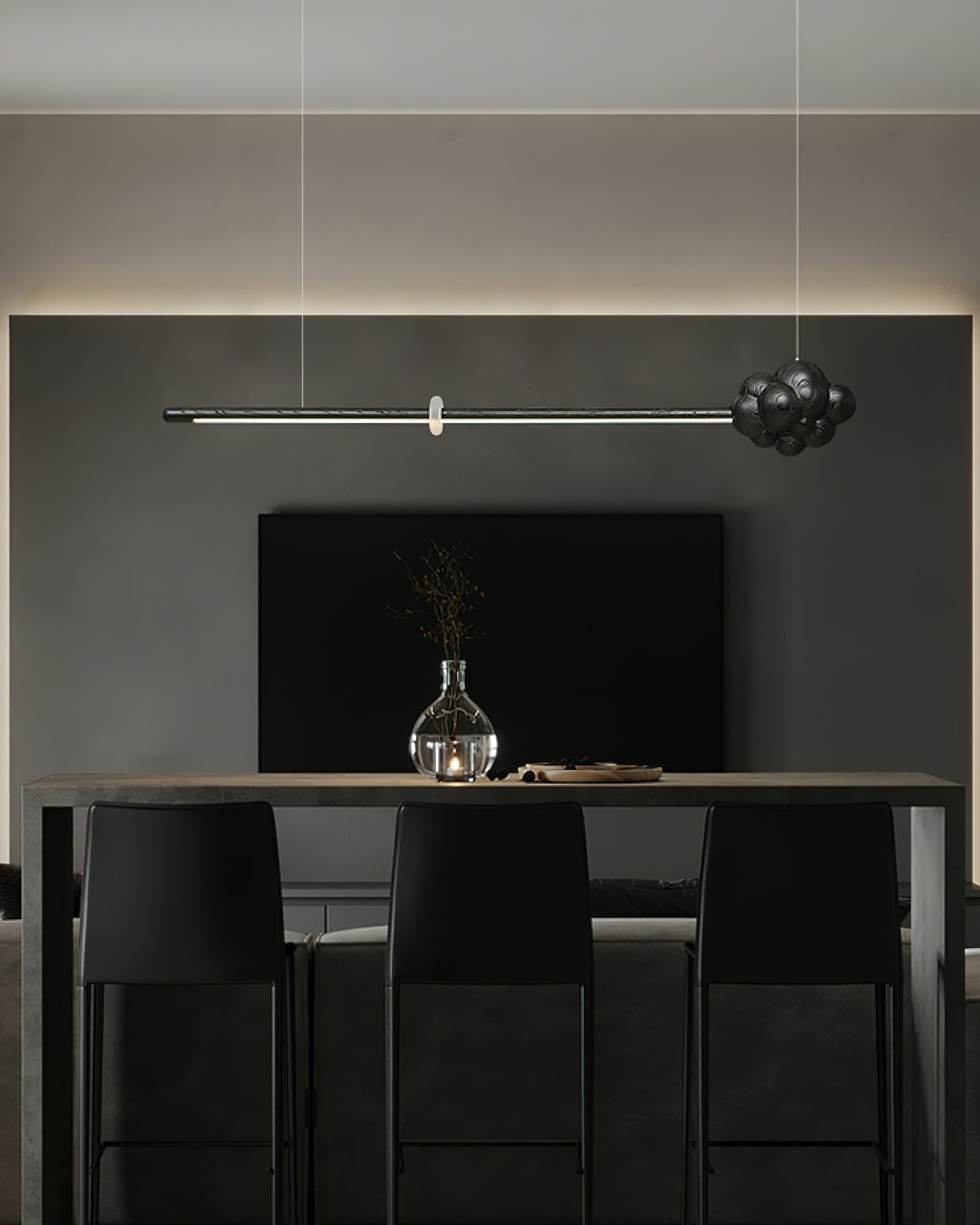 Lustra Pendant Lamp Wood Stick Cloud Minimalist-Neutral Decor