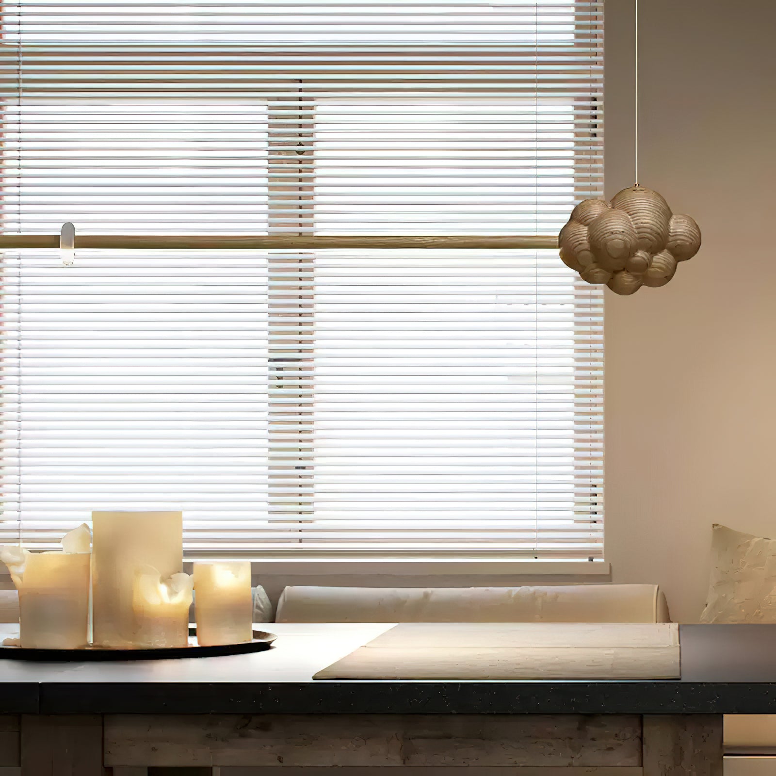 Lustra Pendant Lamp Wood Stick Cloud Minimalist-Neutral Decor
