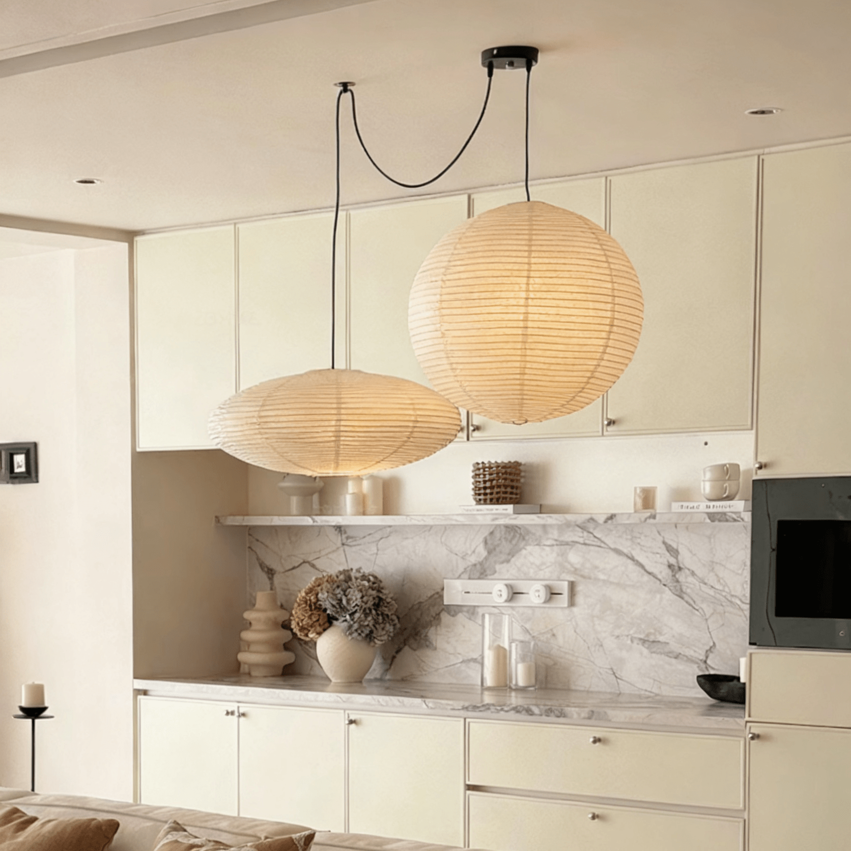 Washi Paper Whimsy Pendant Lamp-Neutral Decor