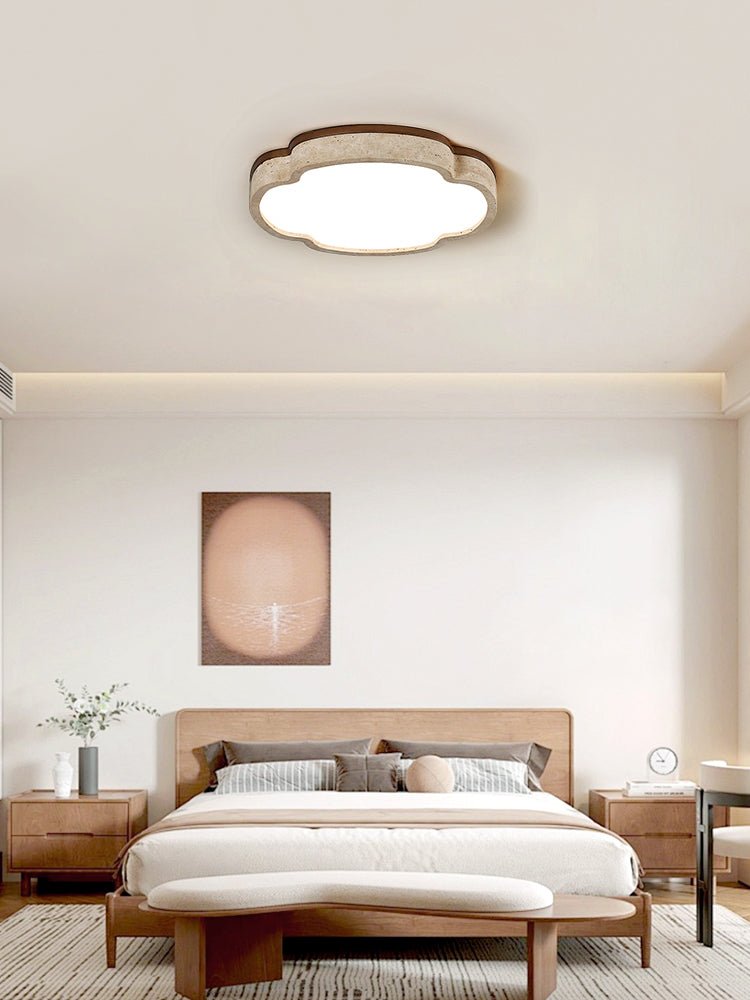 Vito Marshmallow Four-Petal Cloudform Yellow Travertine Ceiling Lamp-Neutral Decor