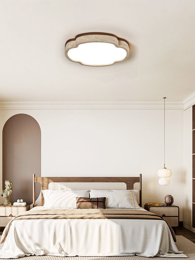 Vito Marshmallow Four-Petal Cloudform Yellow Travertine Ceiling Lamp-Neutral Decor