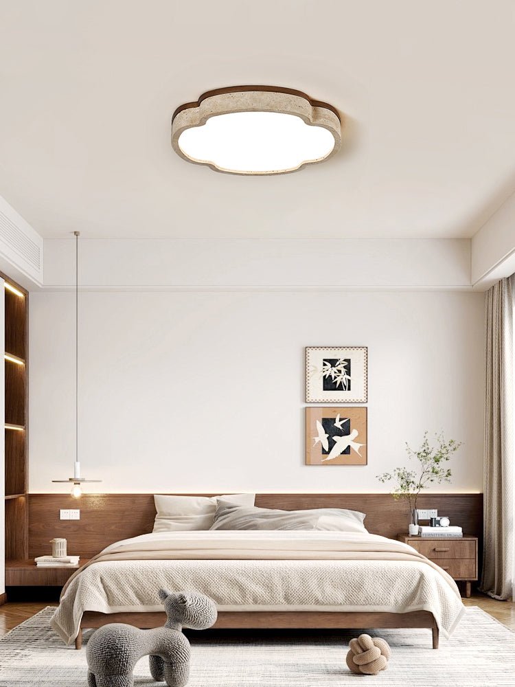 Vito Marshmallow Four-Petal Cloudform Yellow Travertine Ceiling Lamp-Neutral Decor