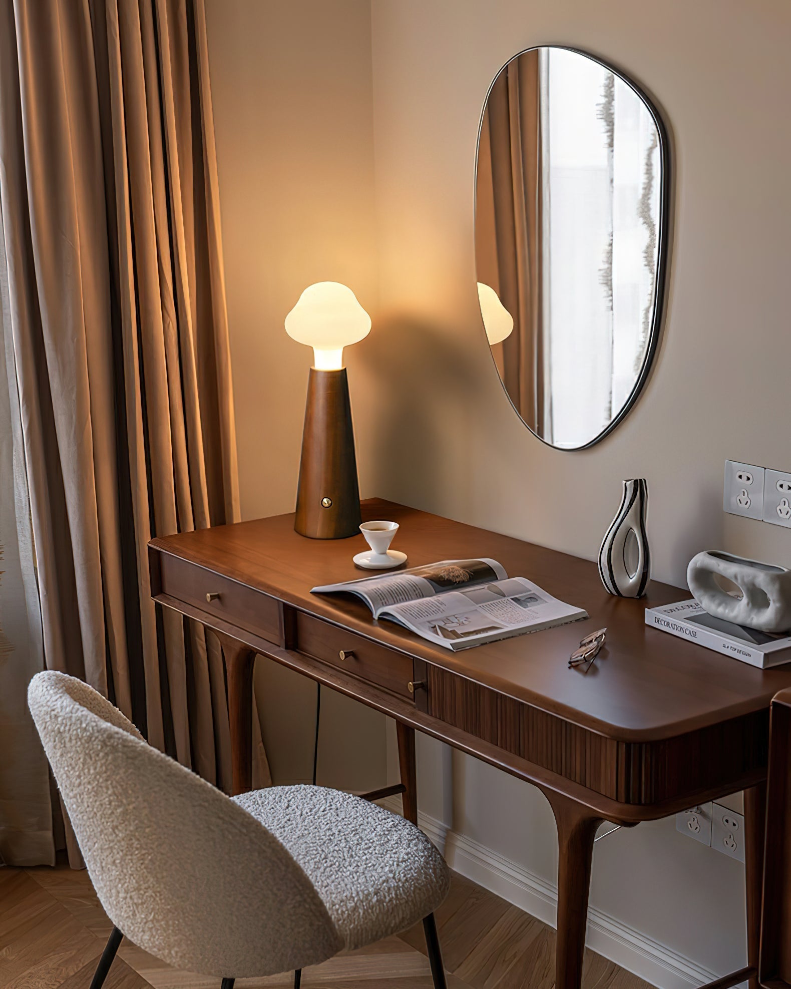 Mushio Wood Cloud Table Lamp-Neutral Decor