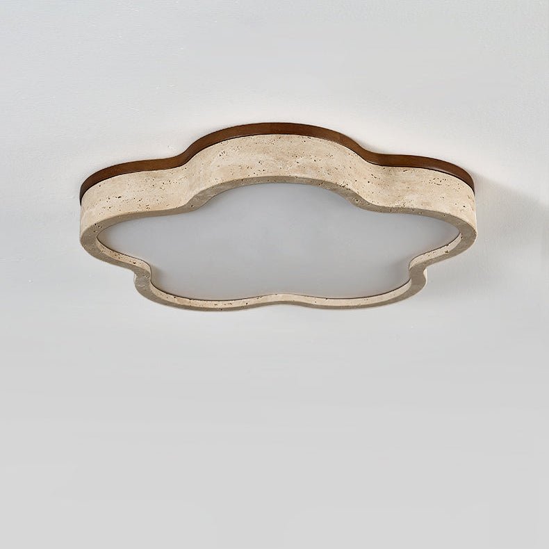 Yuki Marshmallow Five-Petal Cloudline Yellow Travertine Ceiling Lamp-Neutral Decor