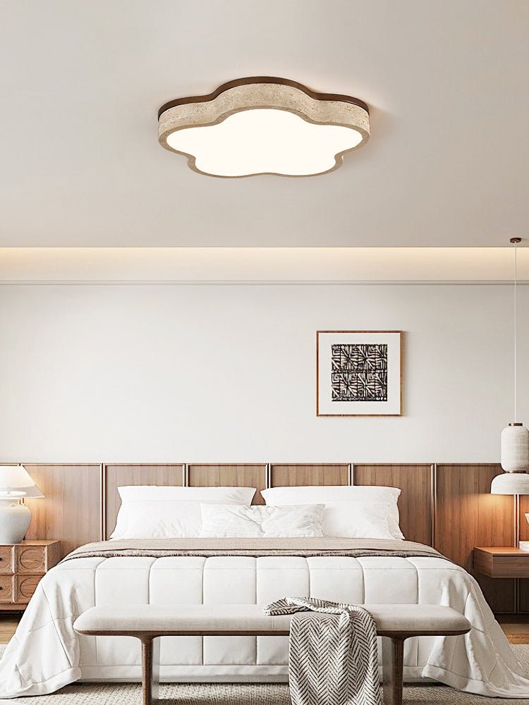 Yuki Marshmallow Five-Petal Cloudline Yellow Travertine Ceiling Lamp-Neutral Decor