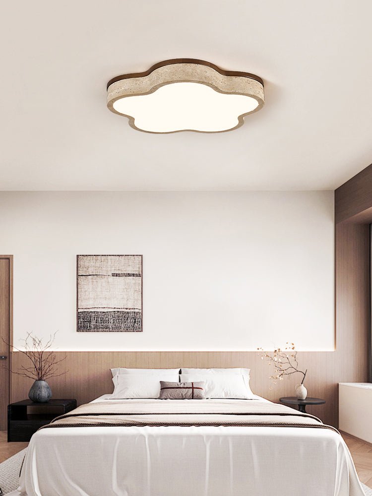 Yuki Marshmallow Five-Petal Cloudline Yellow Travertine Ceiling Lamp-Neutral Decor