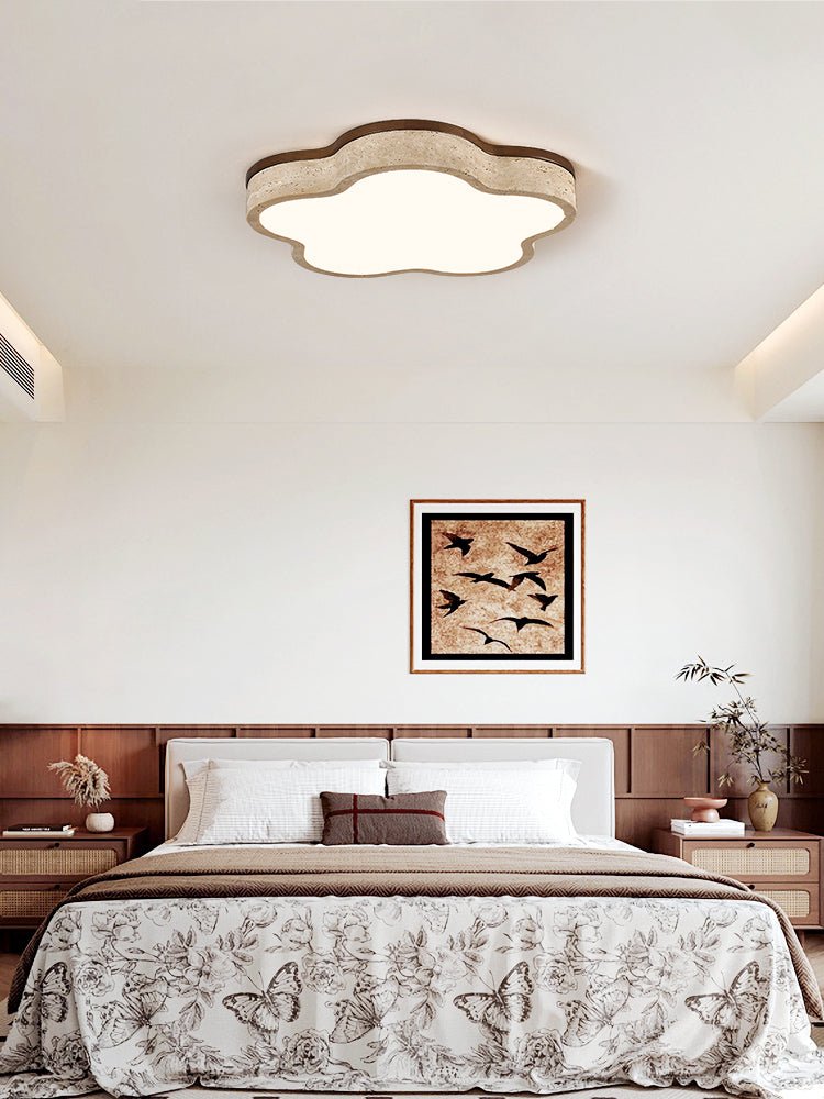 Yuki Marshmallow Five-Petal Cloudline Yellow Travertine Ceiling Lamp-Neutral Decor