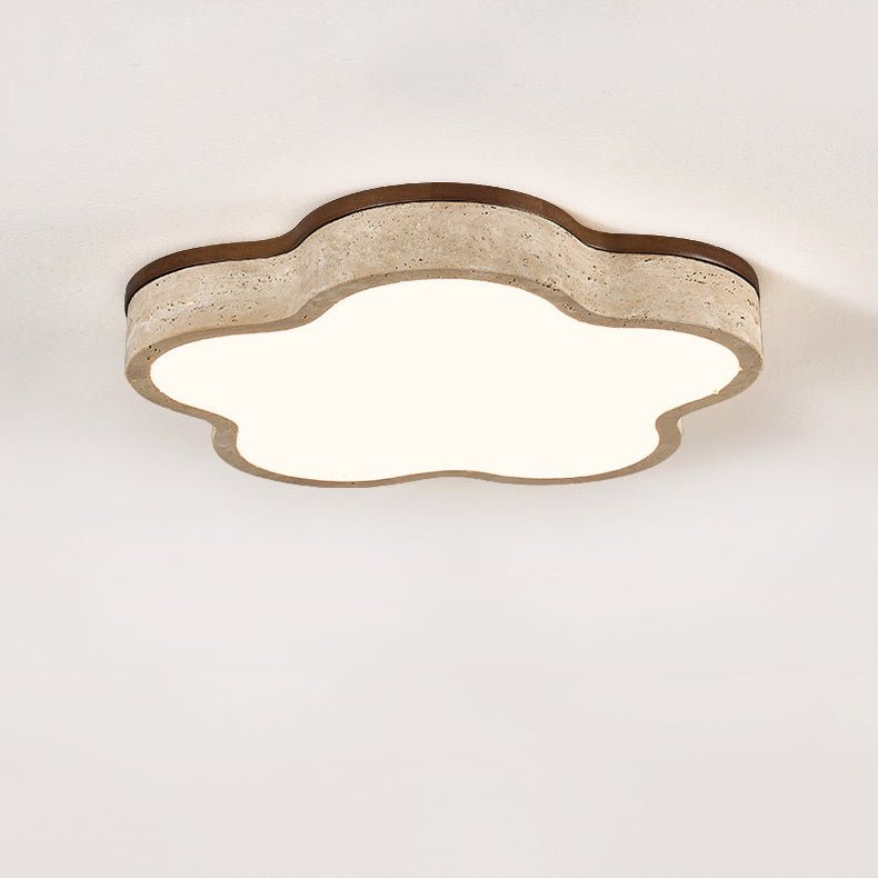 Yuki Marshmallow Five-Petal Cloudline Yellow Travertine Ceiling Lamp-Neutral Decor