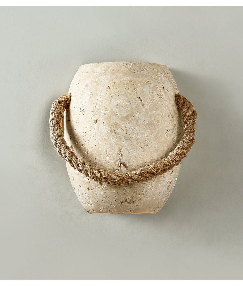 Coastal Rope Stone Wall Sconce-Neutral Decor