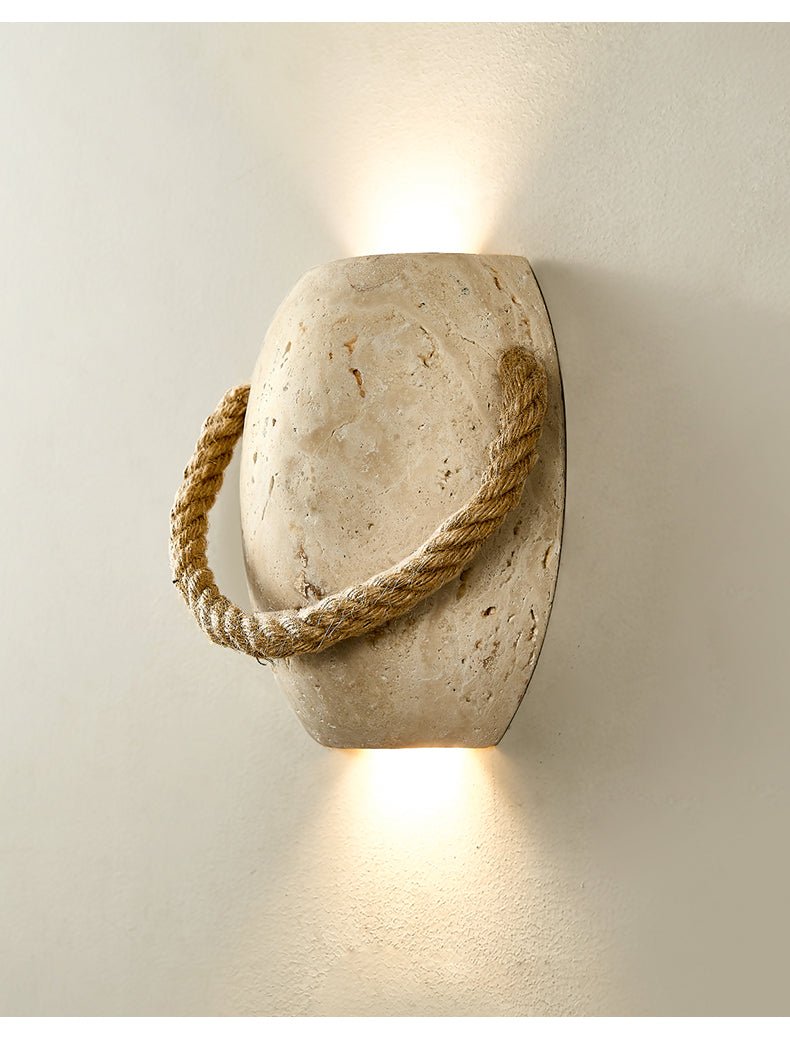Coastal Rope Stone Wall Sconce-Neutral Decor